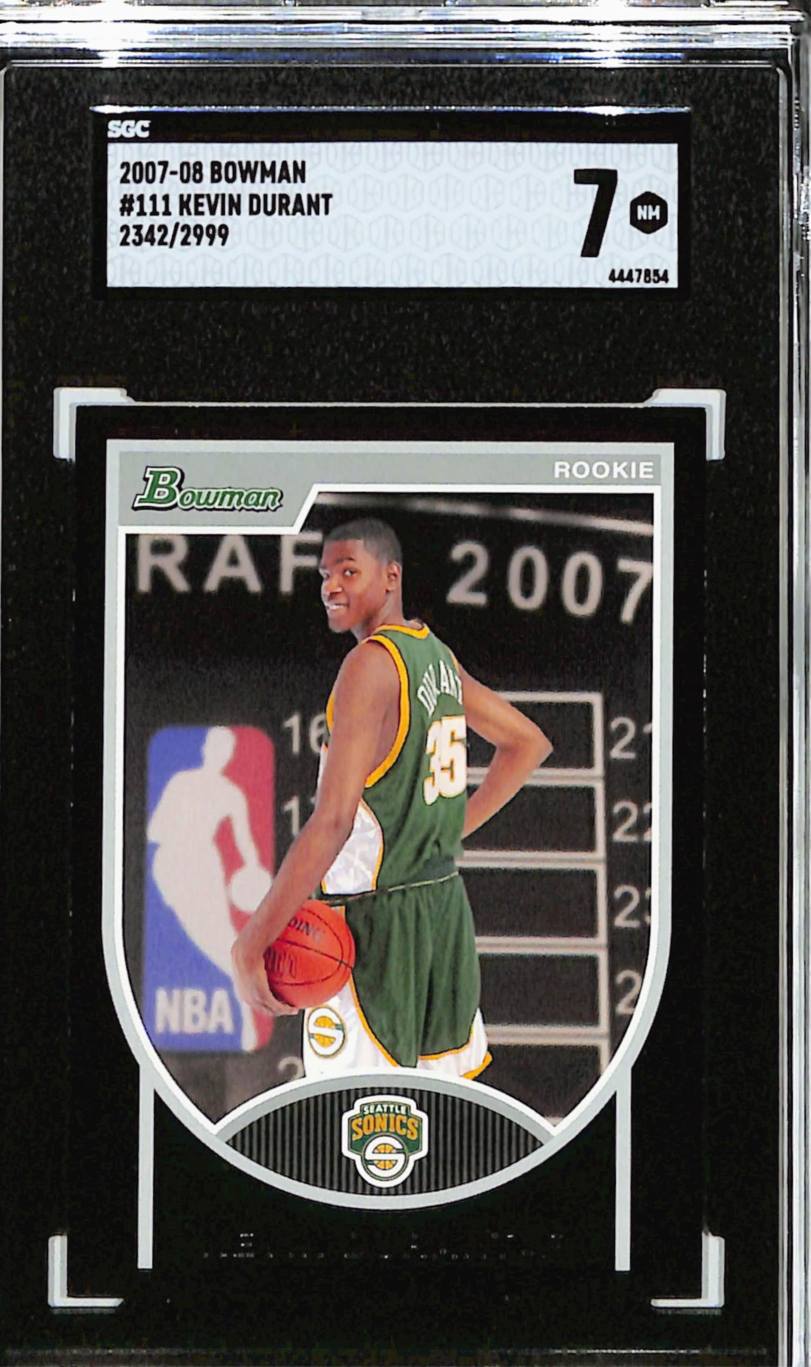 2007-80 Bowman Kevin Durant Rookie #111 SGC 7 NM 2342/2999 (1 of 2)