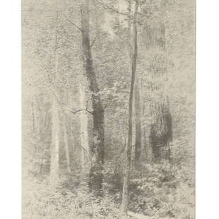 Francis Hopkinson Smith, American (1838-1915), The Edge of the Forest, lithograph on Japon, 13 1/2"H: Francis Hopkinson Smith American (1838-1915) The Edge of the Forest lithograph on Japon Pencil signed lower right and in the plate. Some faint foxing, mostly visible on the back. Slight horizontal cre