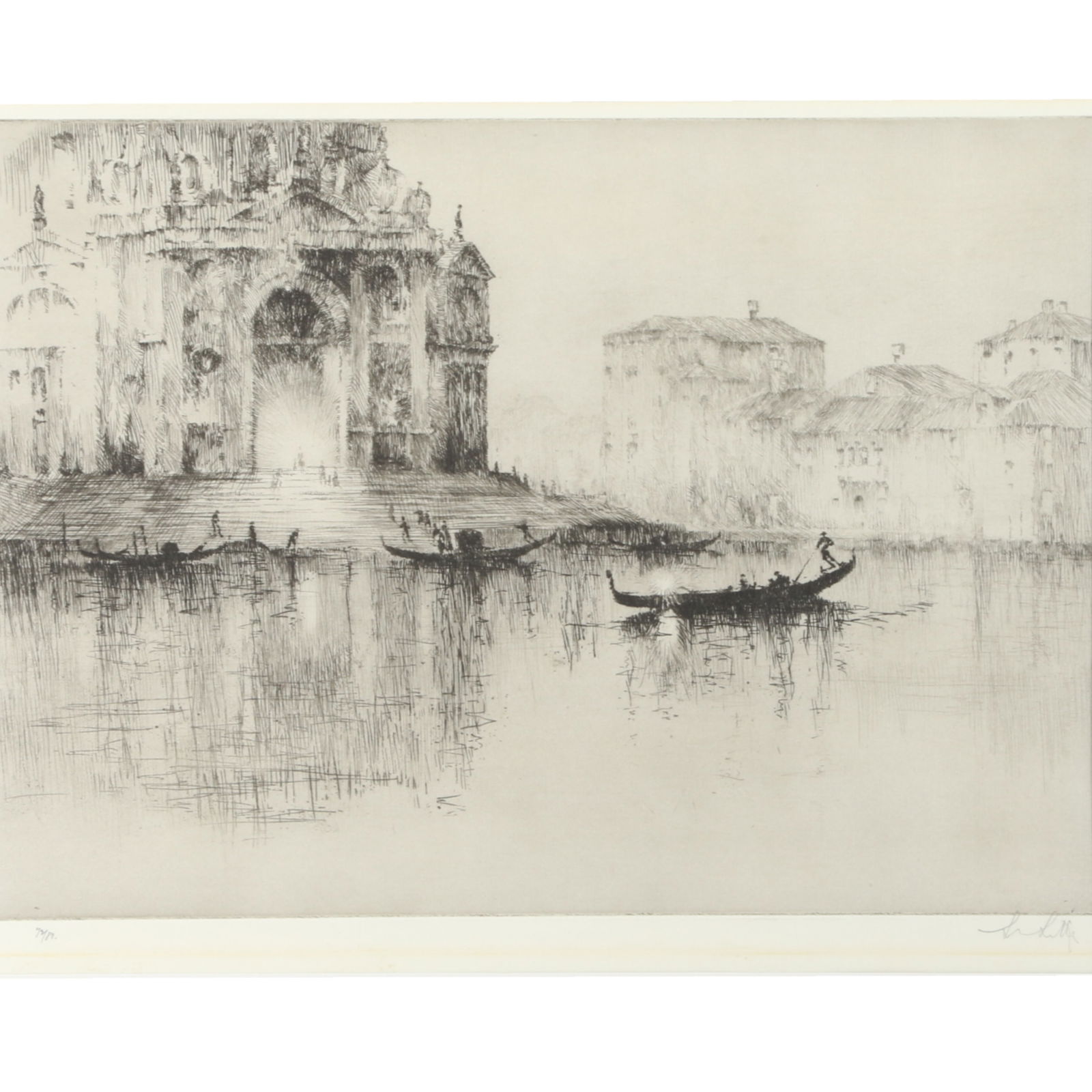 Sydney Litten, British (1887-1949), Venice at Nightfall, etching on hand-made paper, 9 7/8"H x 13 (1 of 10)