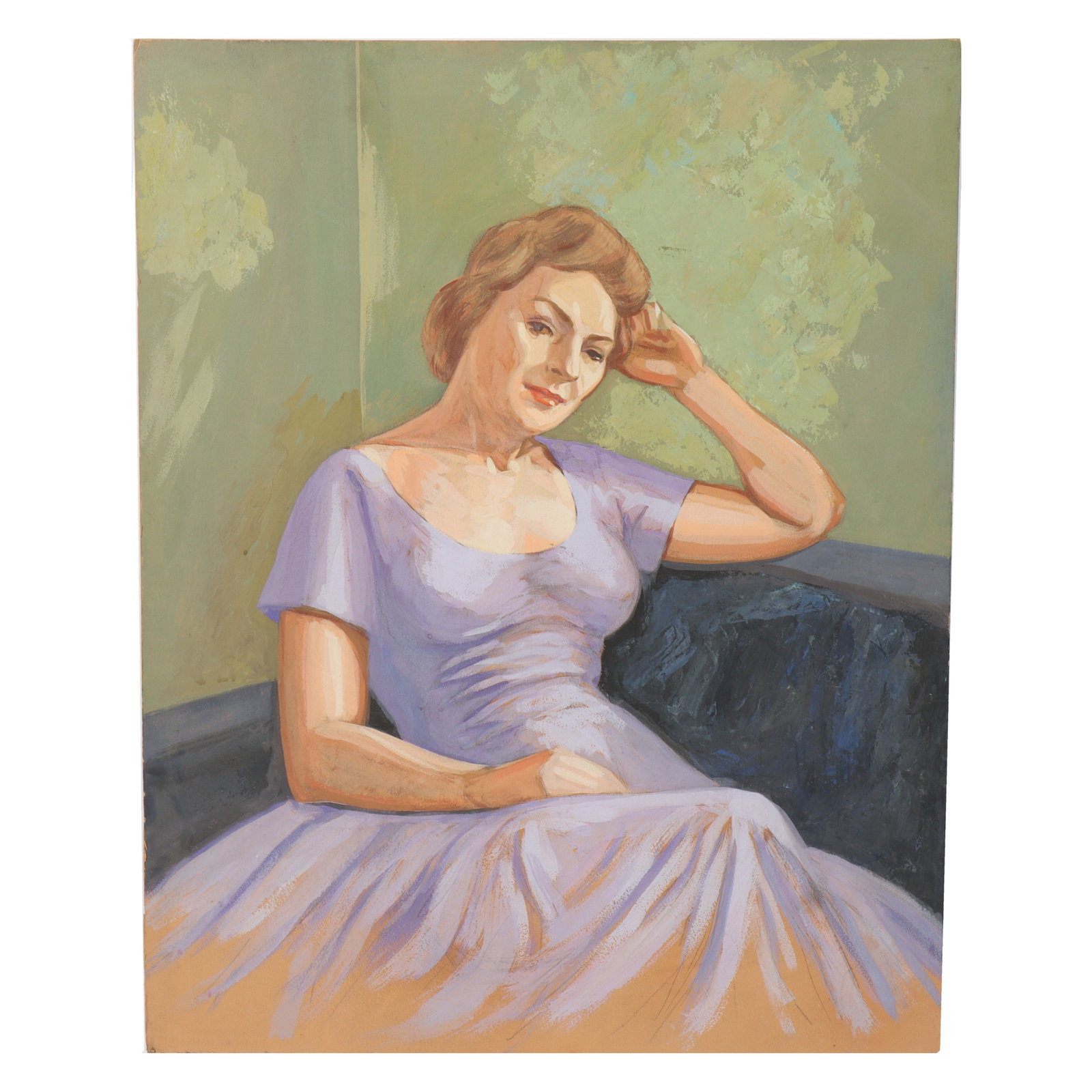 Karl Marx Chenoweth, Indiana (1913 - 2007), female portrait, acrylic? on board, 30"H x 23 3/4"W (1 of 6)