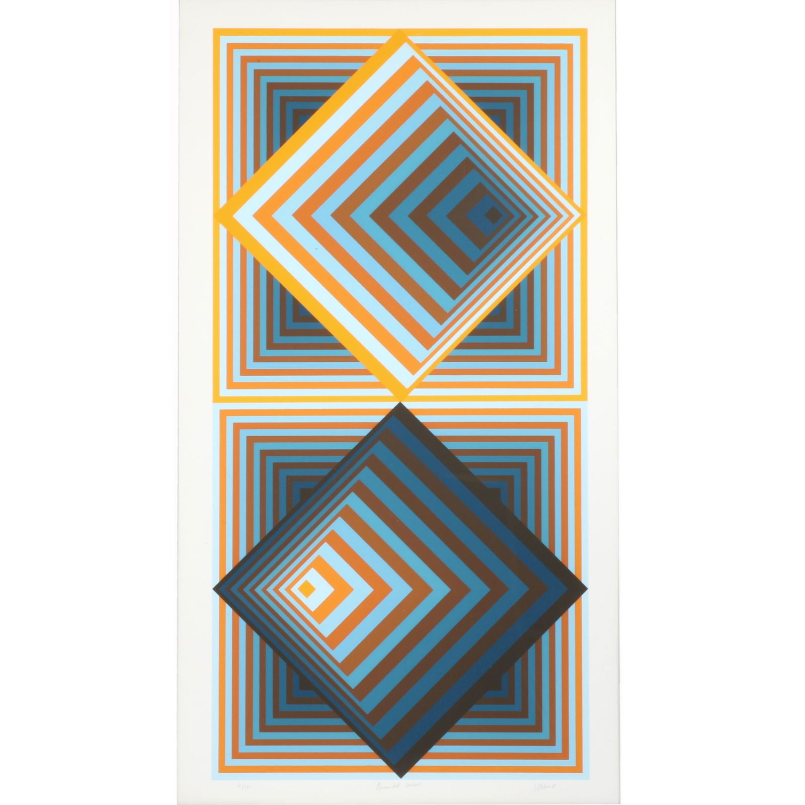 Jurgen Peters, German (b.1936), Pyramidal Contrast,1981, op art serigraph, 37 1/2"H x 20 3/4"W, 39 (1 of 9)