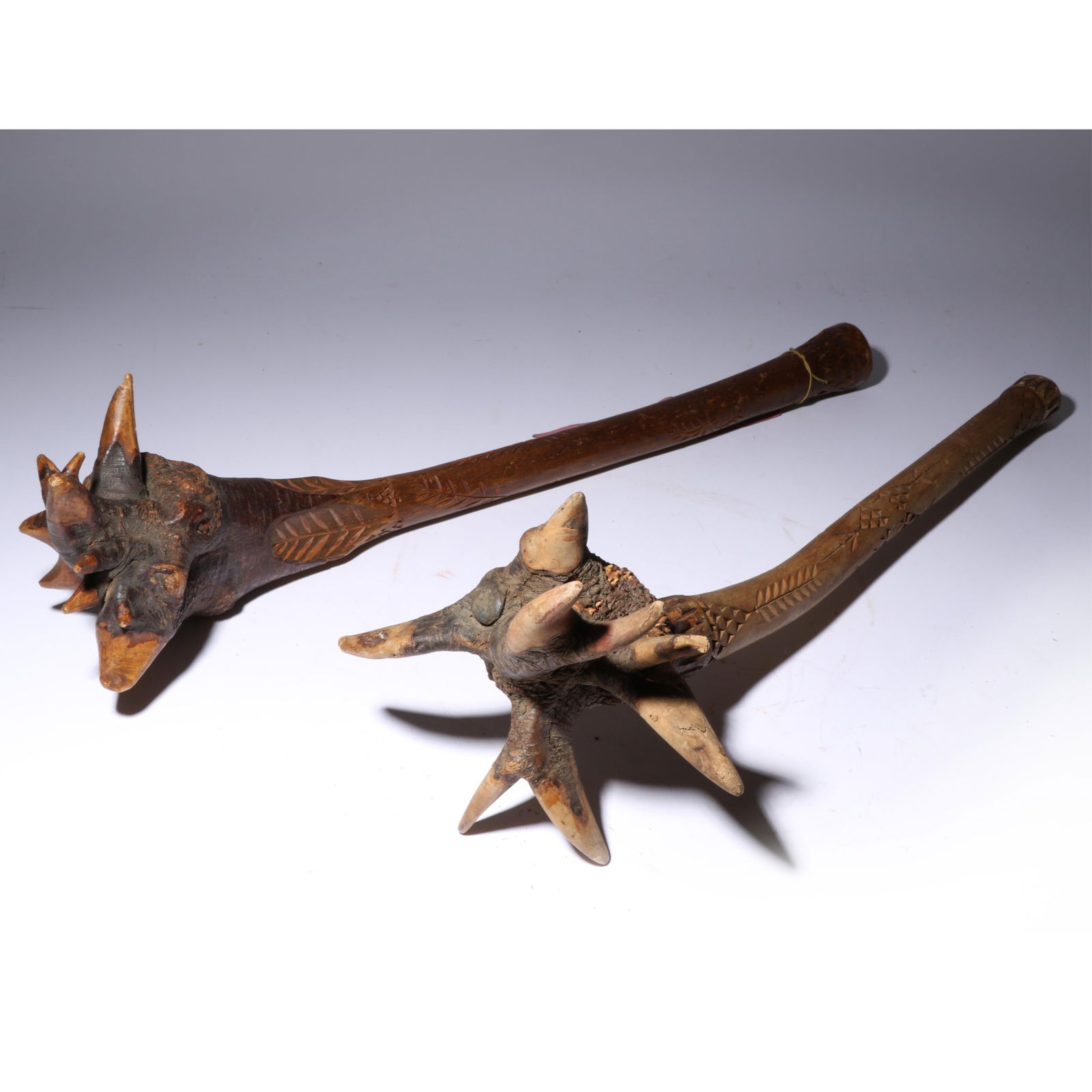 2 Penobscot Clubs, ca. 1980s Club 1: 30" long x 10" wide at head, Club2: 29" long x 7" wide at head (1 of 19)