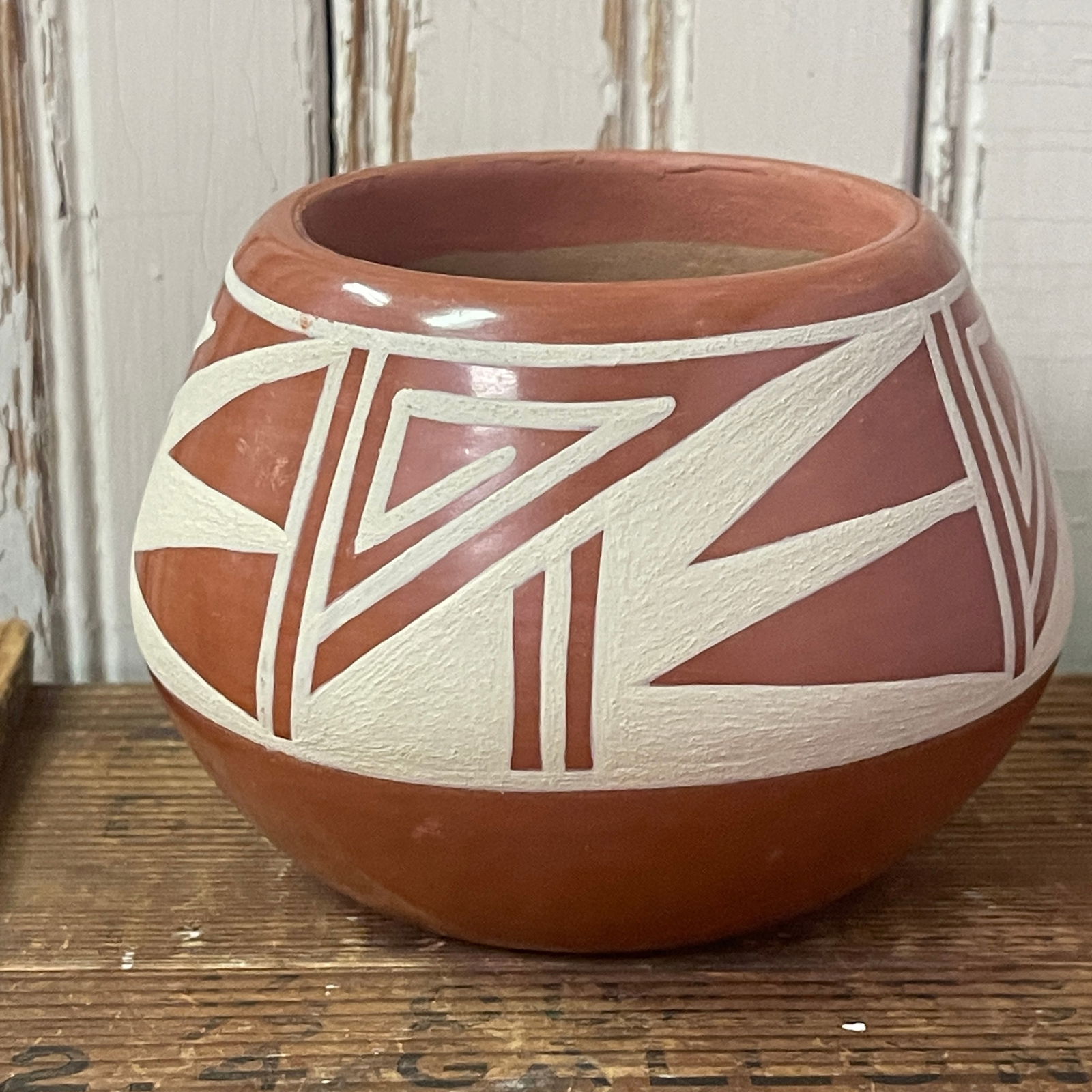 Redware Pot by artist Becky Vigil, San Ildefonso Pueblo 3" tall, 4 1/2" diameter (1 of 8)