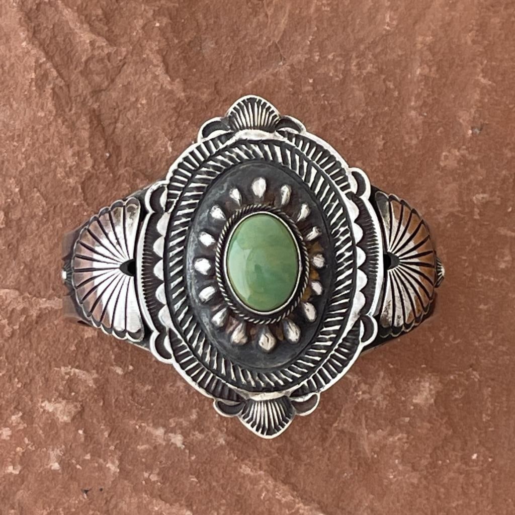 Navajo signed LEB bracelet , Size: 6 3/4" wrist + 1 1/8" gap, Band is 1/2" wide, 60.7 grams, 2/135 (1 of 5)