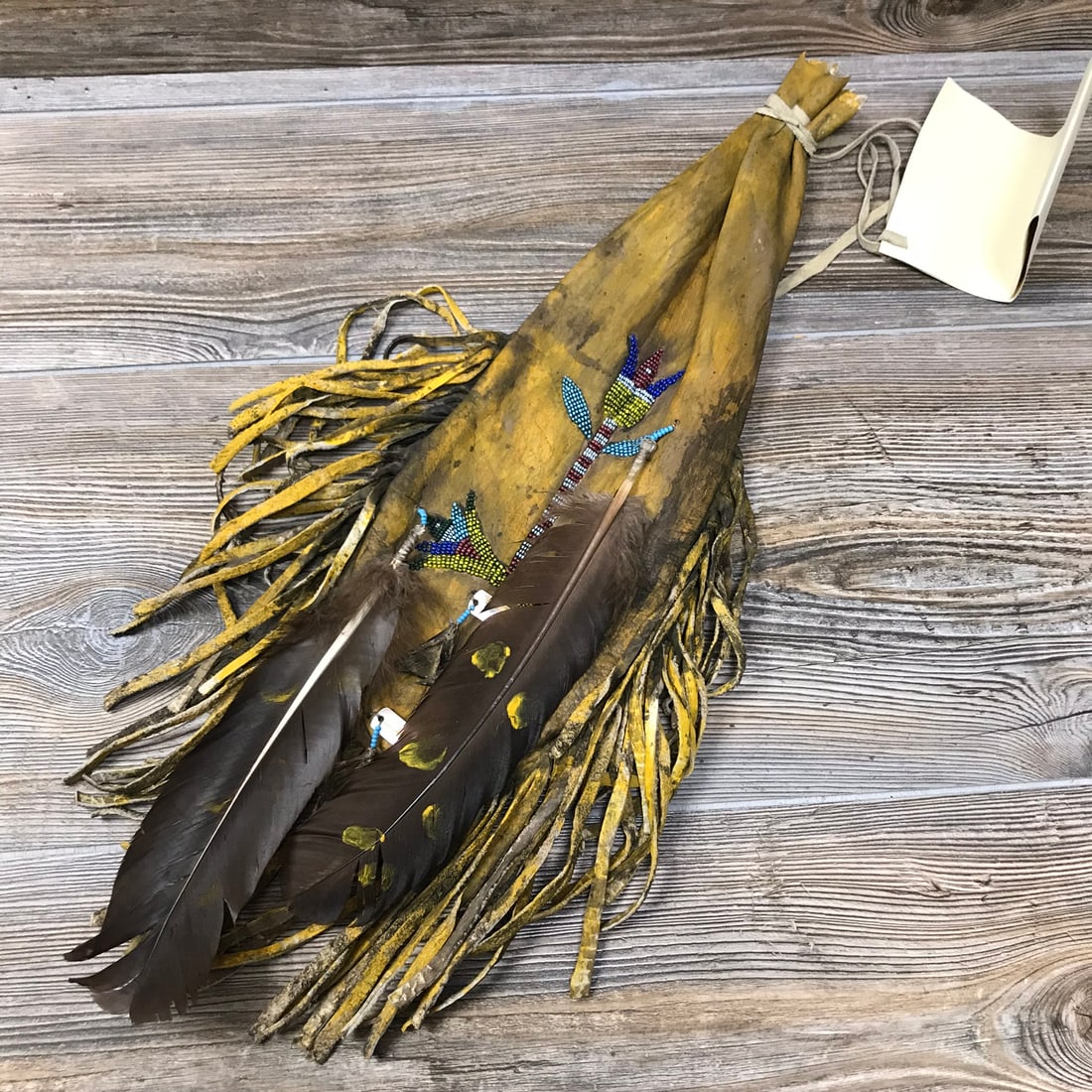 Nathan James Little Wounded, Minneconjou Sioux - Cheyenne River , Pipe Bag - Beaded with Feathers, (1 of 8)