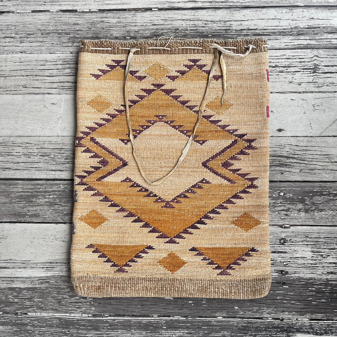 Nez Perce Twine Cornhusk Bag with False Embroidery 18"H x 14 1/2"W (1 of 12)