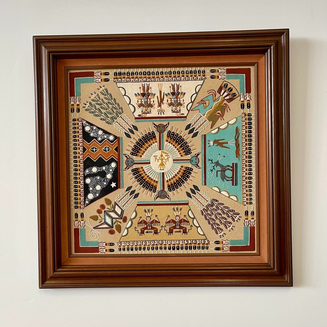 Authentic Navajo Full Story Framed Sandpainting 24" x 24" (1 of 9)