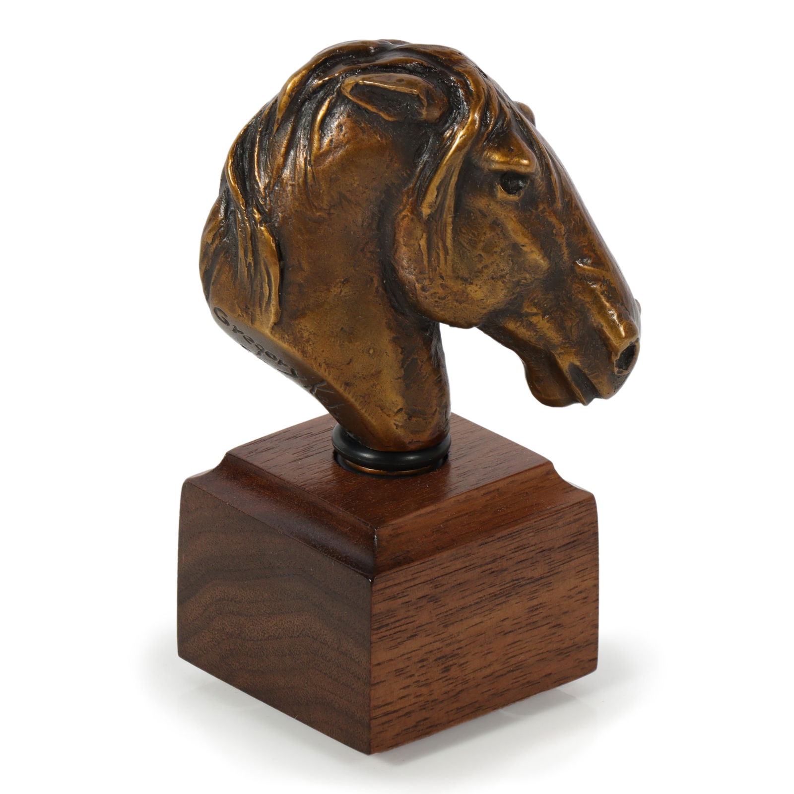 Greg Kelsey, Colorado, Texas, Oklahoma (b.1971), Horse Head Bottle Stopper, bronze on wood base, 4 (1 of 8)