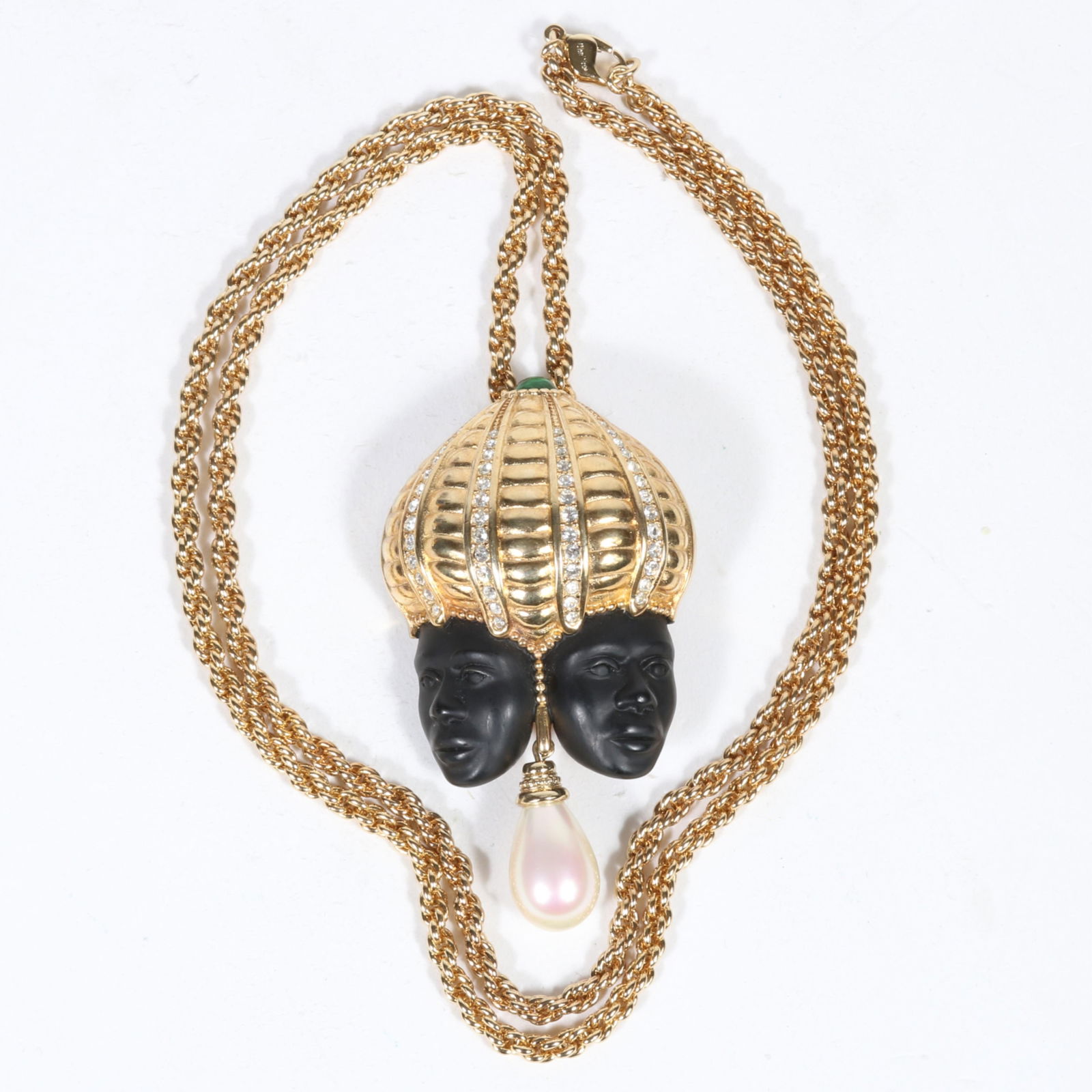 Christian Dior Boutique Germany designer Blackamoor double figural heads brooch/pendant necklace (1 of 8)
