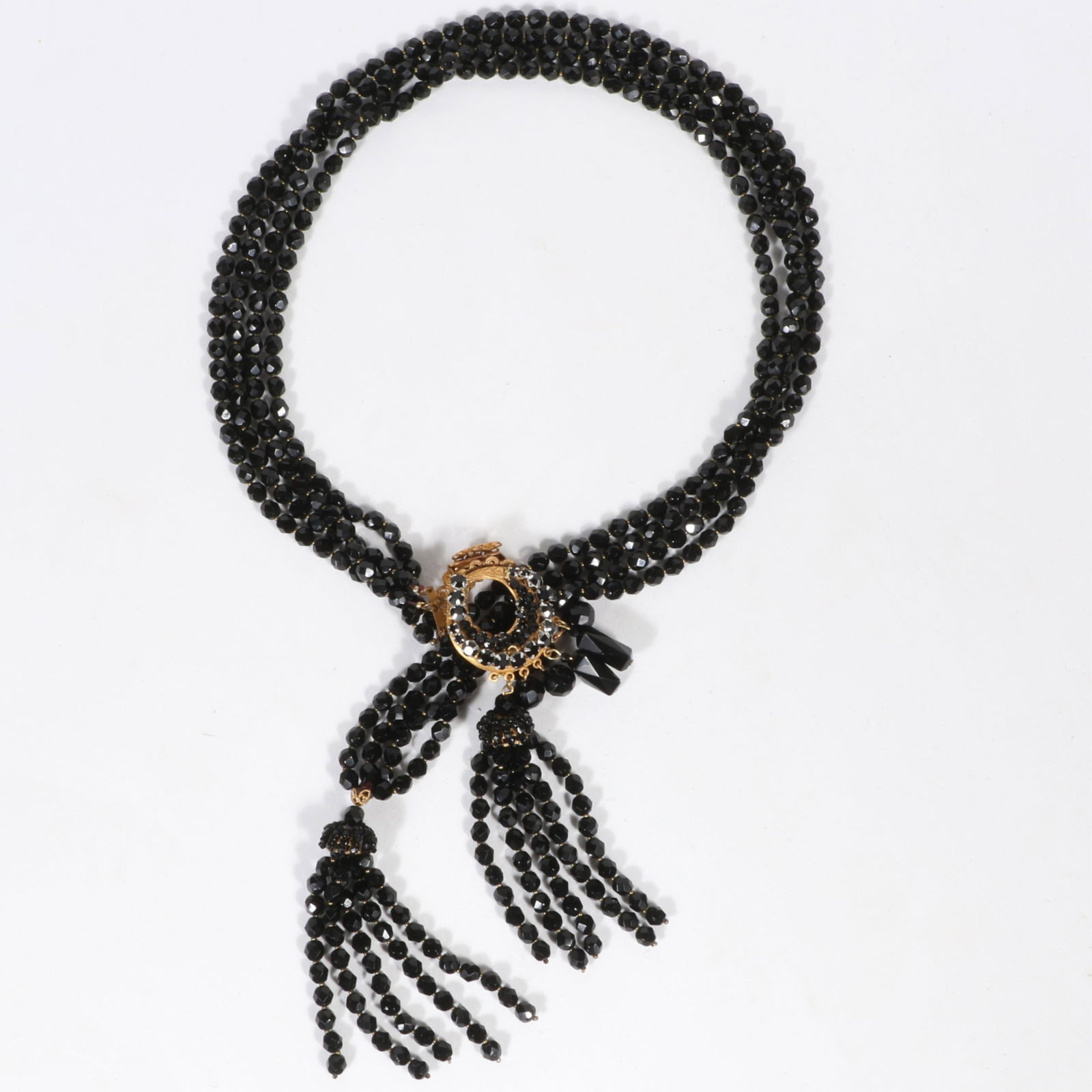 Unsigned Stanley Hagler? Haskell? multistrand faceted black crystal sautoir bead adjustable lariat (1 of 8)