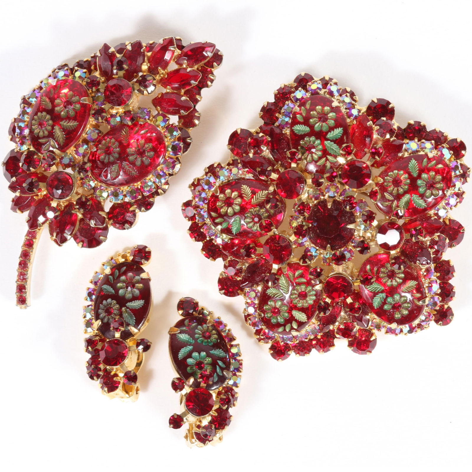 DeLizza & Elster Juliana extravagant 3pc group including ruby red multi-dimensional tiered flower (1 of 9)