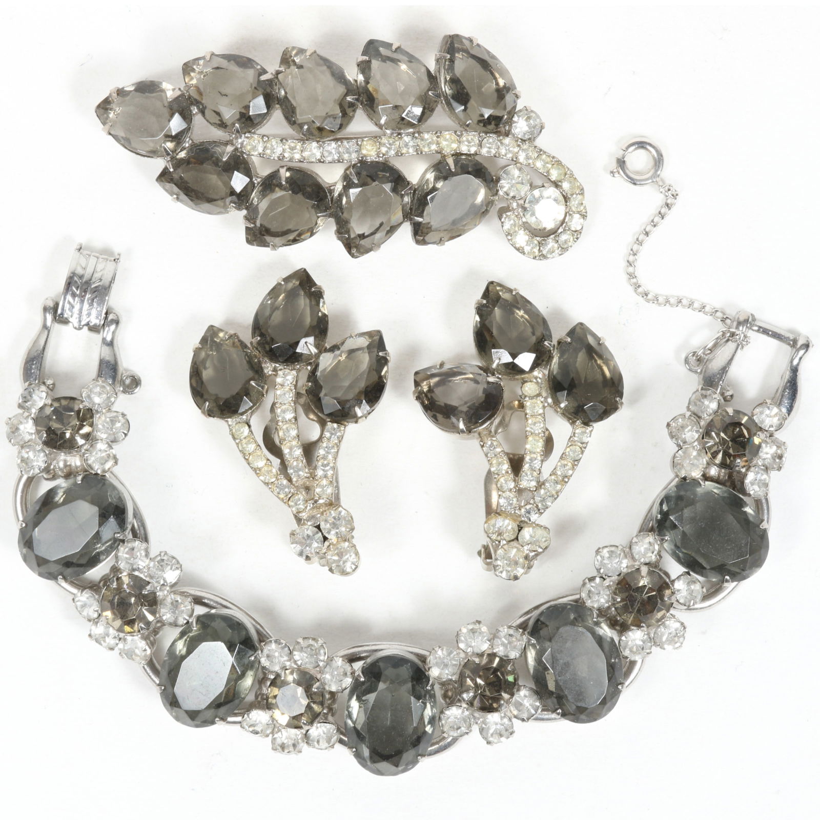 DeLizza & Elster Juliana 3pc group of grey unfoiled jewel bracelet and grey unfoiled rhinestone (1 of 8)