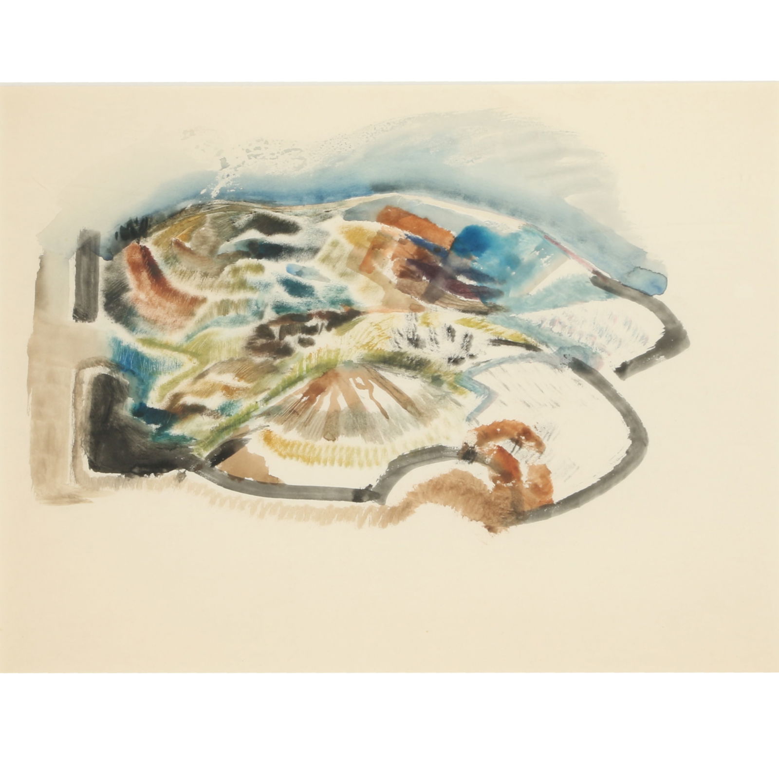 John Edward Heliker, New York (1909-2000), abstract, 1930/40s, watercolor on paper, 12 1/4"H x (1 of 8)