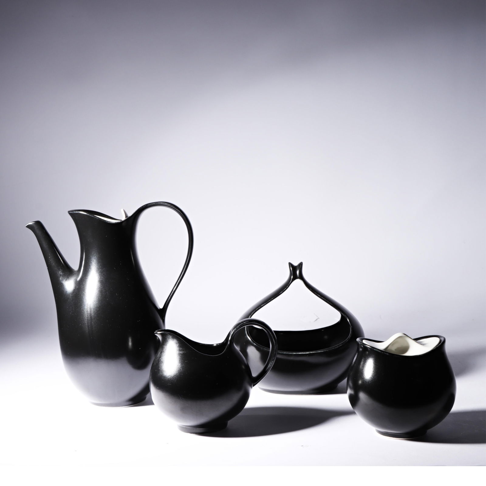 Eva Zeisel Tomorrow's Classic MCM 4 pc set: coffee pot, gravy boat, creamer, and sugar 9 1/4"H x 4"W (1 of 8)