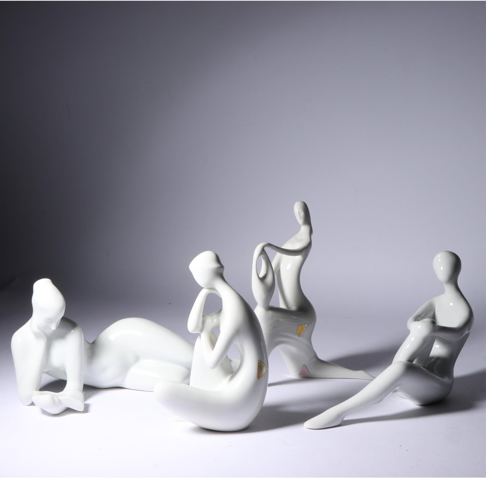 Four Royal Dux Bohemia porcelain nude female figurines 4 3/4"H x 9 1/2"W x 3"D (largest): Four Royal Dux Bohemia porcelain nude female figurines 4 3/4"H x 9 1/2"W x 3"D (largest)