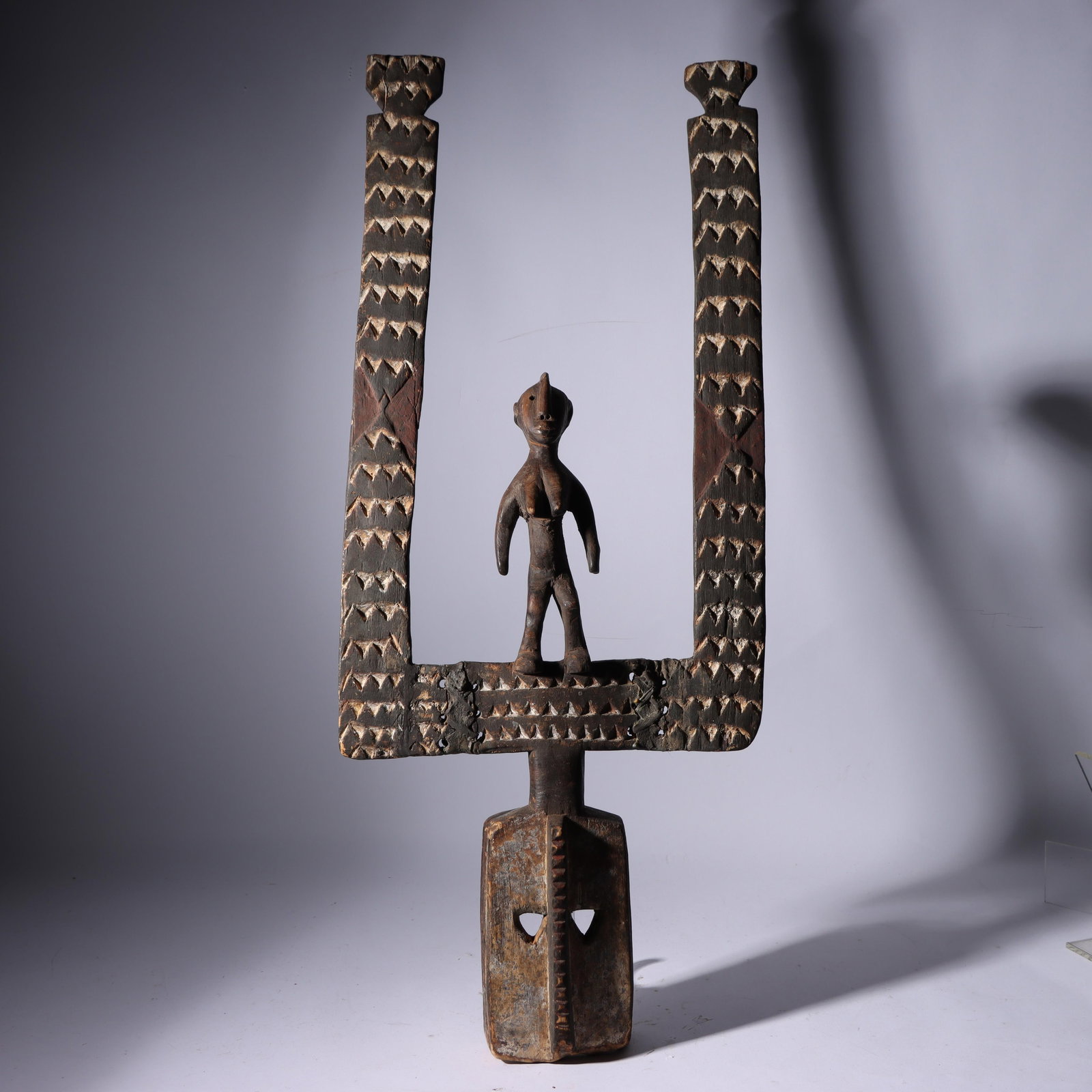 African polychrome carved wood Mossi mask, Burkina Faso 38" x 16" x 5" (1 of 10)