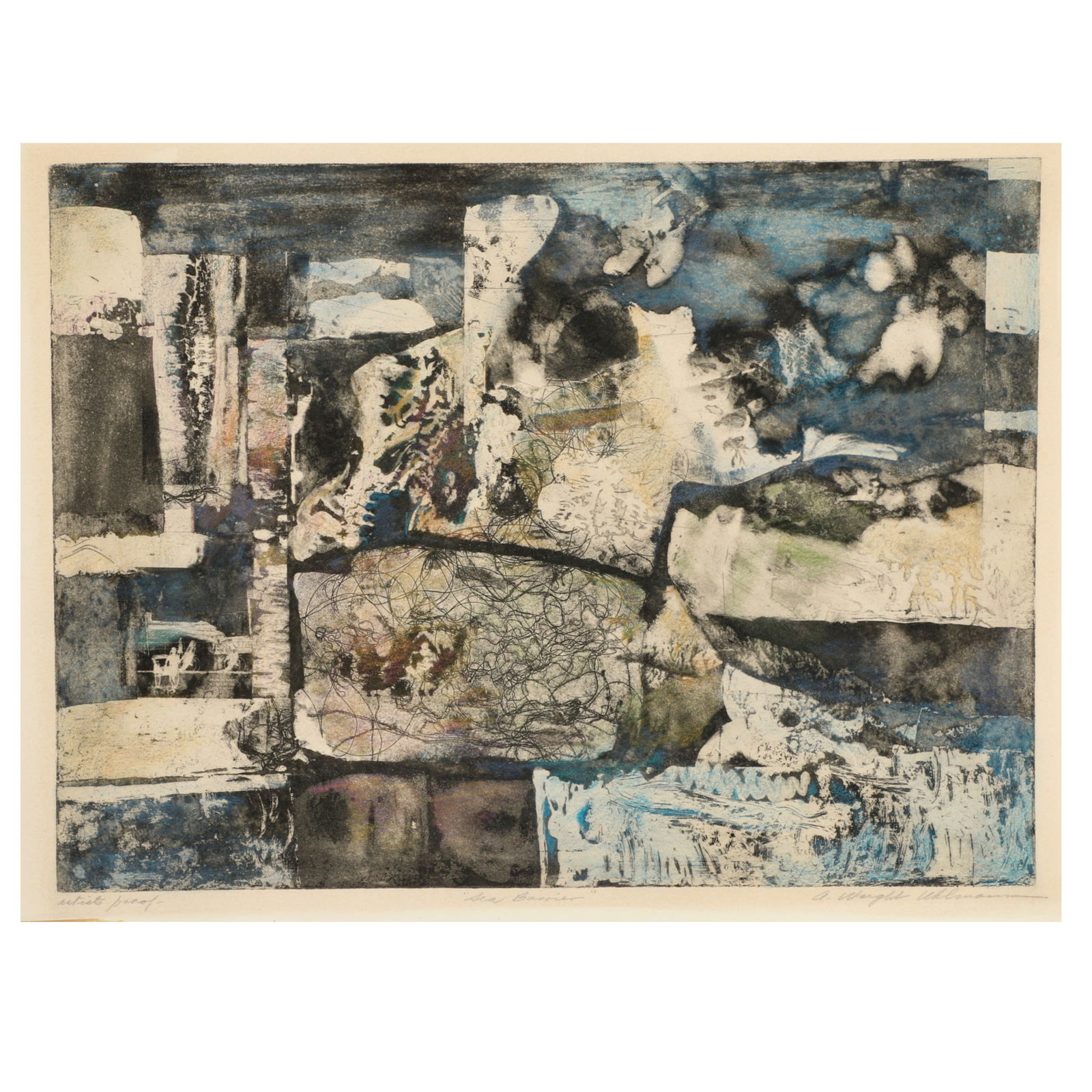 Alice Wright Uhlmann, American (1911-2002), Sea Barrier, aquatint etching (1 of 8)