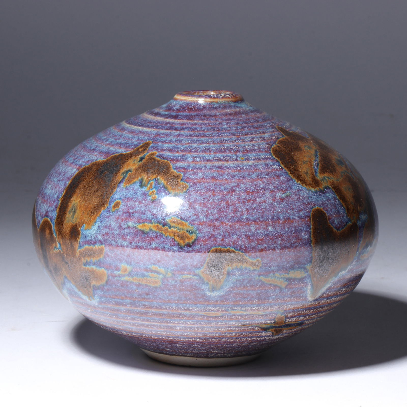 Vivika and Otto Heino (American, 20th century), glazed art pottery cabinet jar vase 4 1/2"H x 5 (1 of 5)