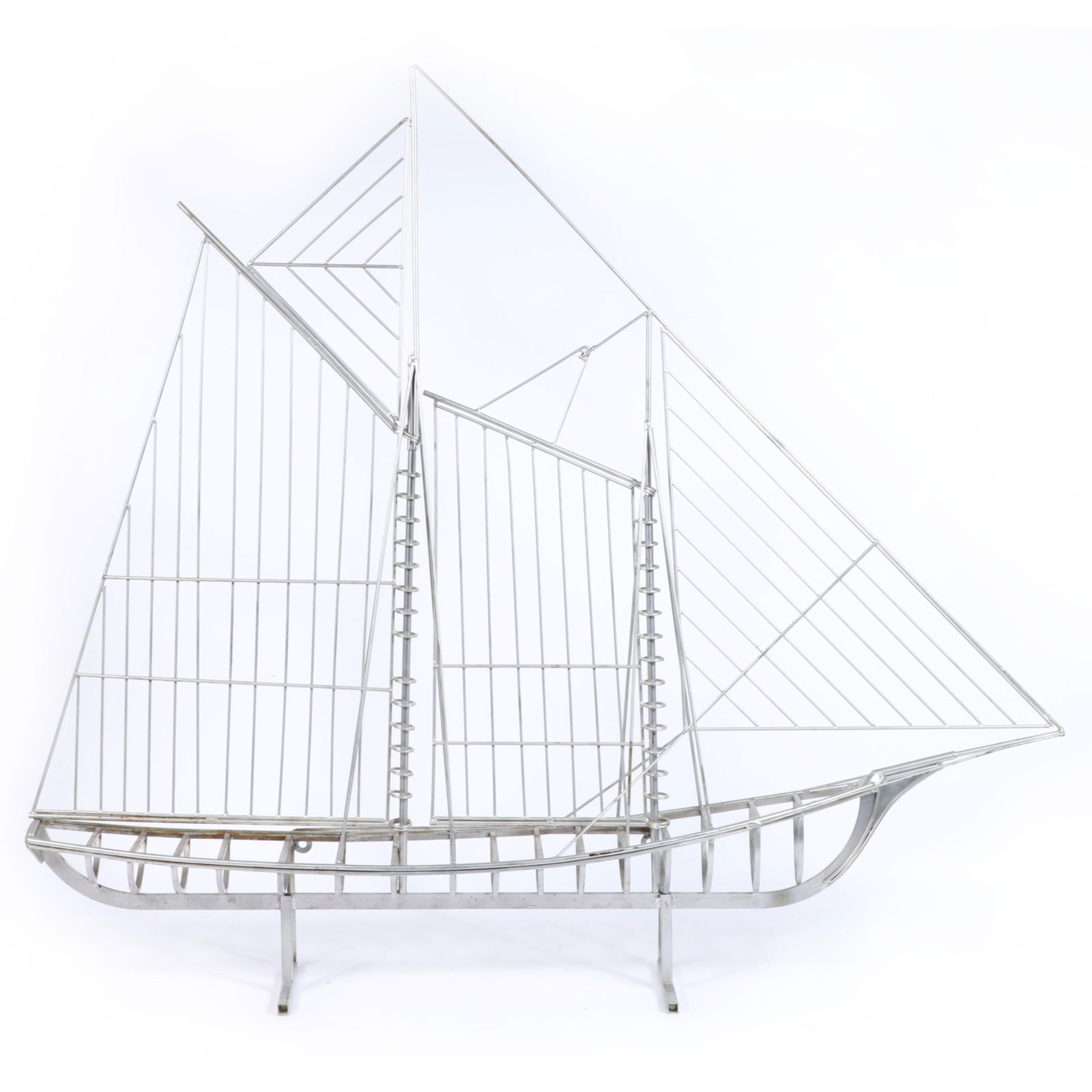 Large Mid Century Modern Curtis Jere sailboat sculpture 41 1/4"H x 48"W x 8"D (1 of 7)