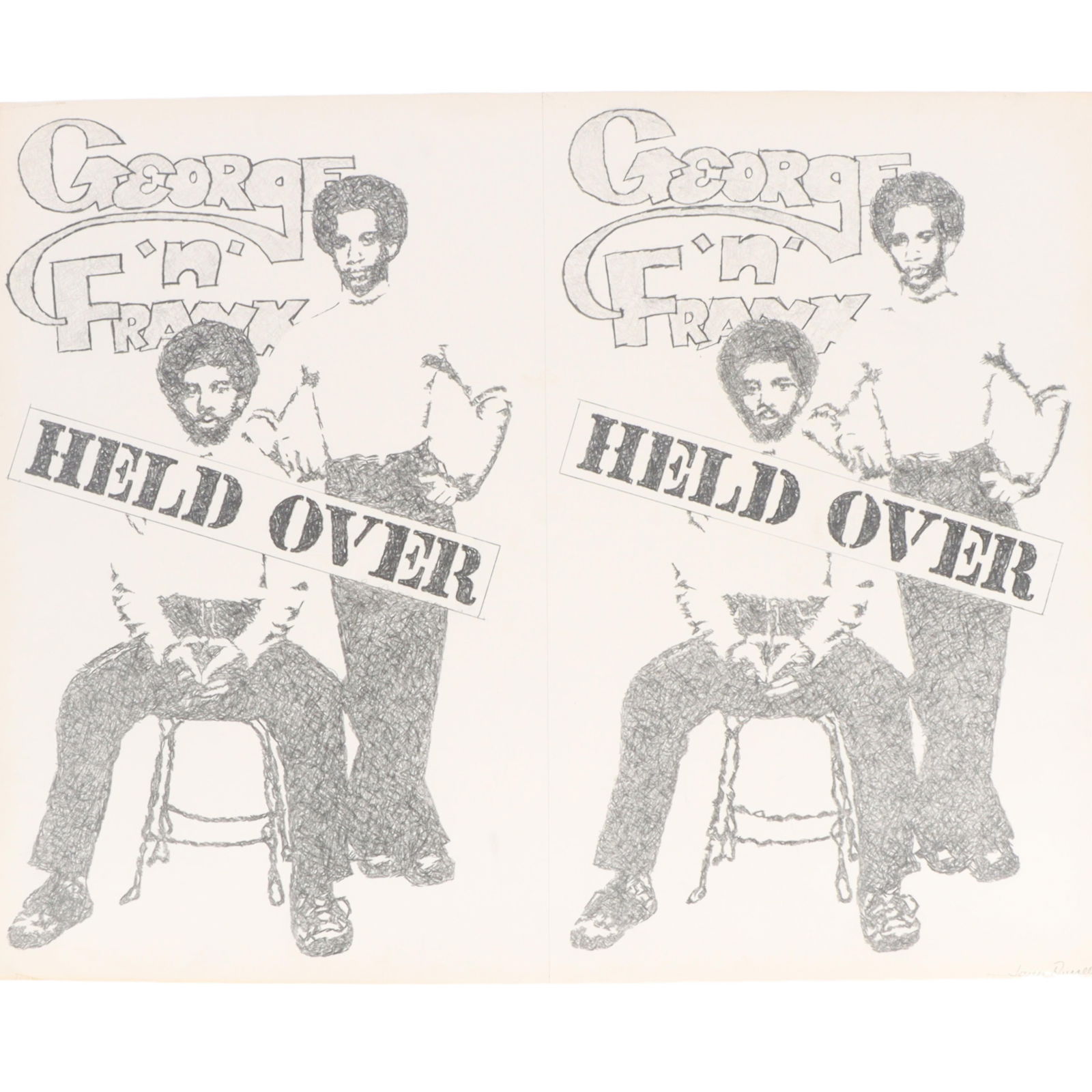 James Spencer Russel, Indiana, New York (1915-2000), George 'n' Frank Held Over, graphite on paper, (1 of 10)