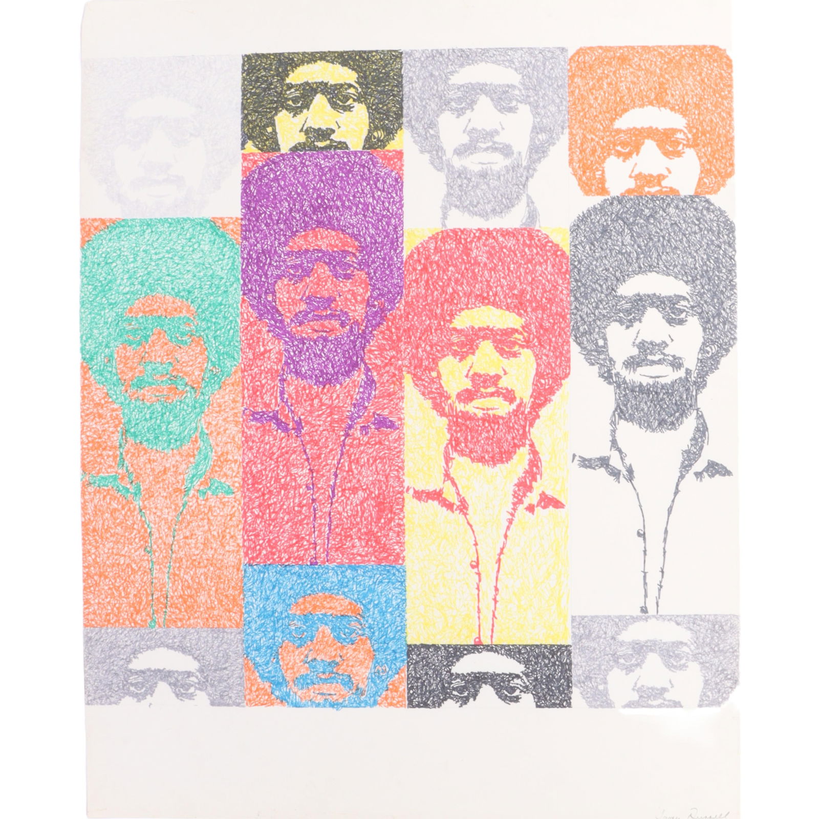 James Spencer Russel, Indiana, New York (1915-2000), Chico in color, graphite on paper, 29"H x 23"W (1 of 7)