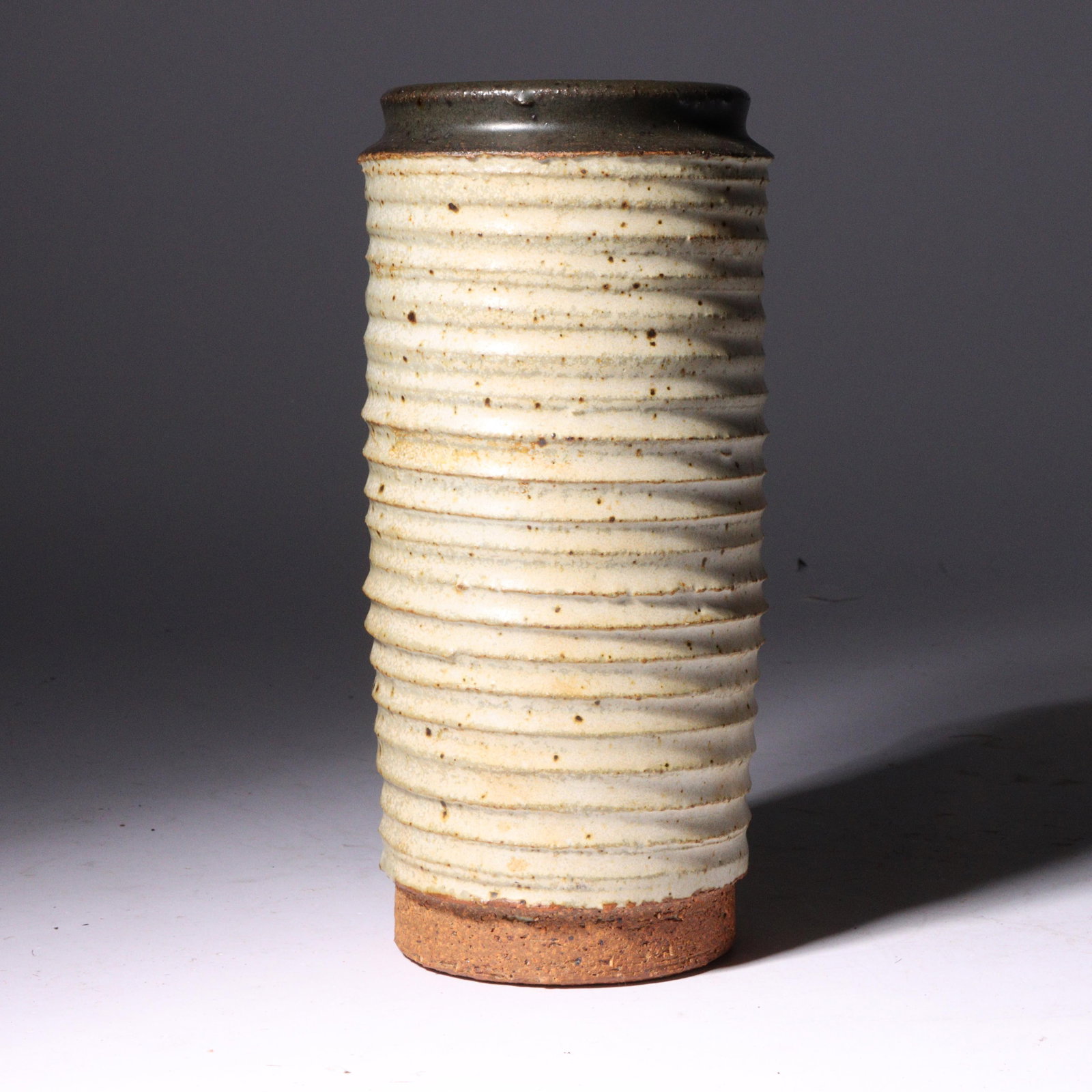 Don (Donald) Reitz, American (1929 - 2014), ridged cylindrical studio pottery vase, glazed (1 of 6)
