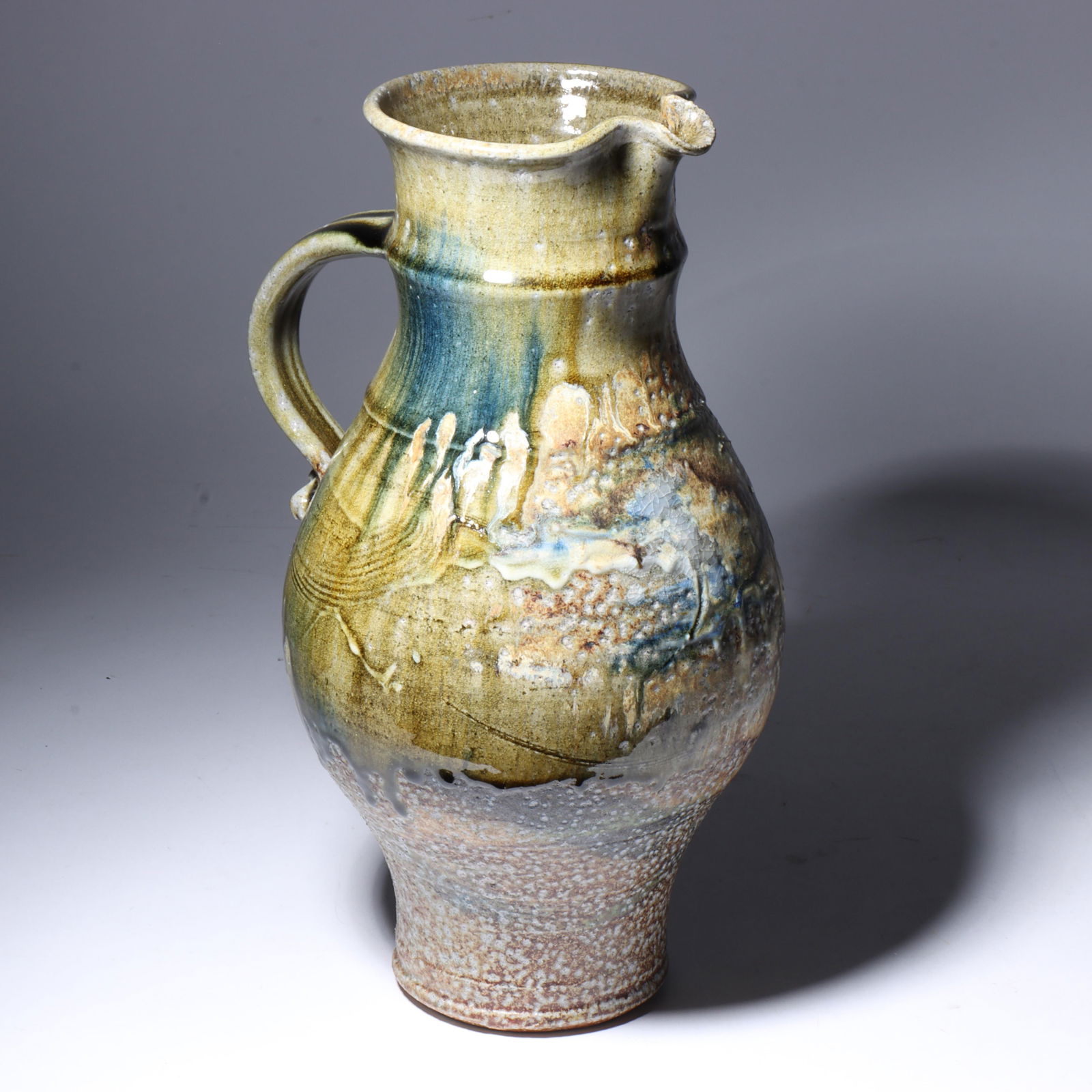 Don (Donald) Reitz, American (1929 - 2014), studio pottery pitcher, glazed stoneware, 13 1/2"H x (1 of 8)