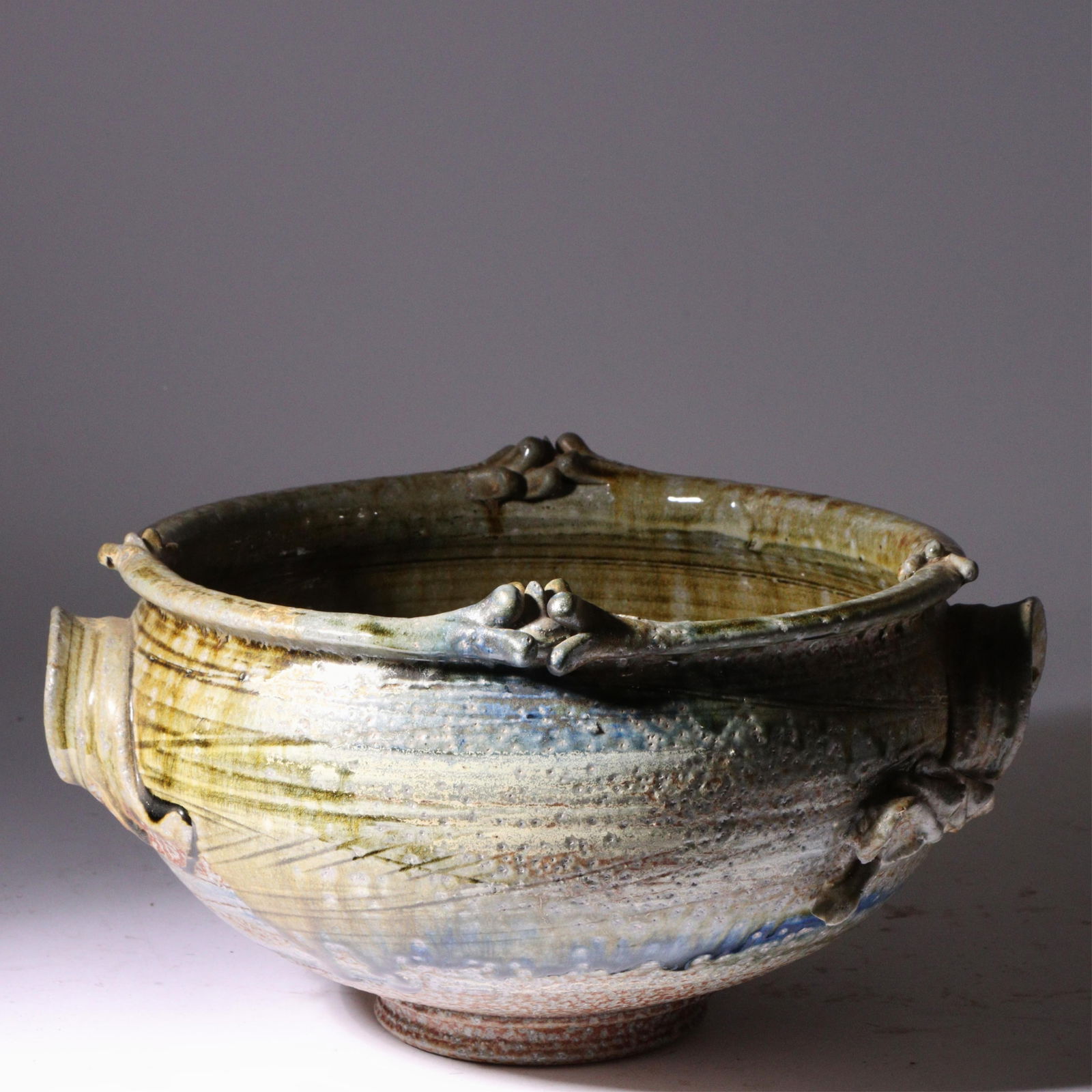 Don (Donald) Reitz, American (1929 - 2014), studio pottery double handled footed bowl, 1993, glazed (1 of 7)