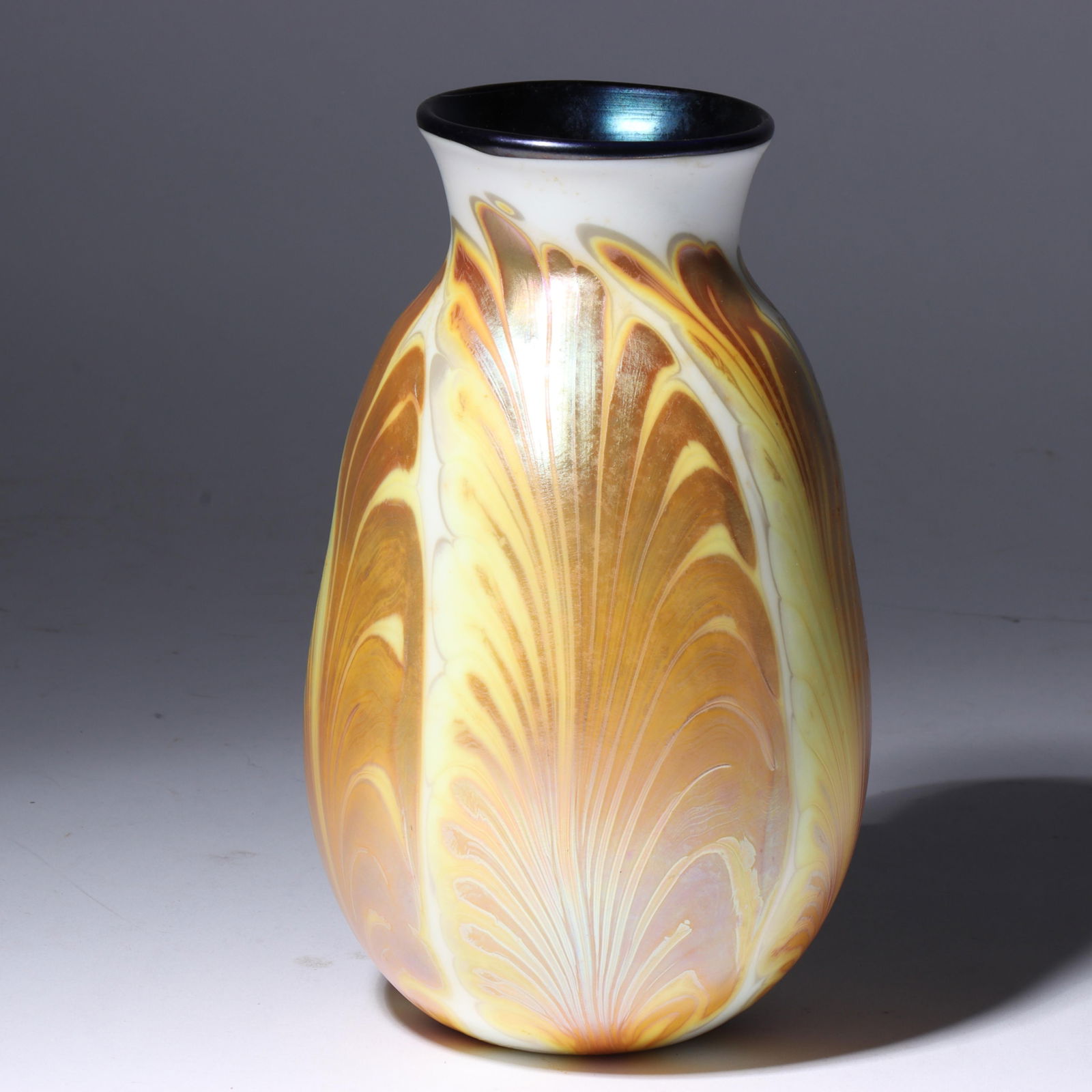 Charles Lotton, Illinois (1935-2021), cabinet vase, 1981, art glass, 7 3/4"H X 4 1/2"Diam. (1 of 7)