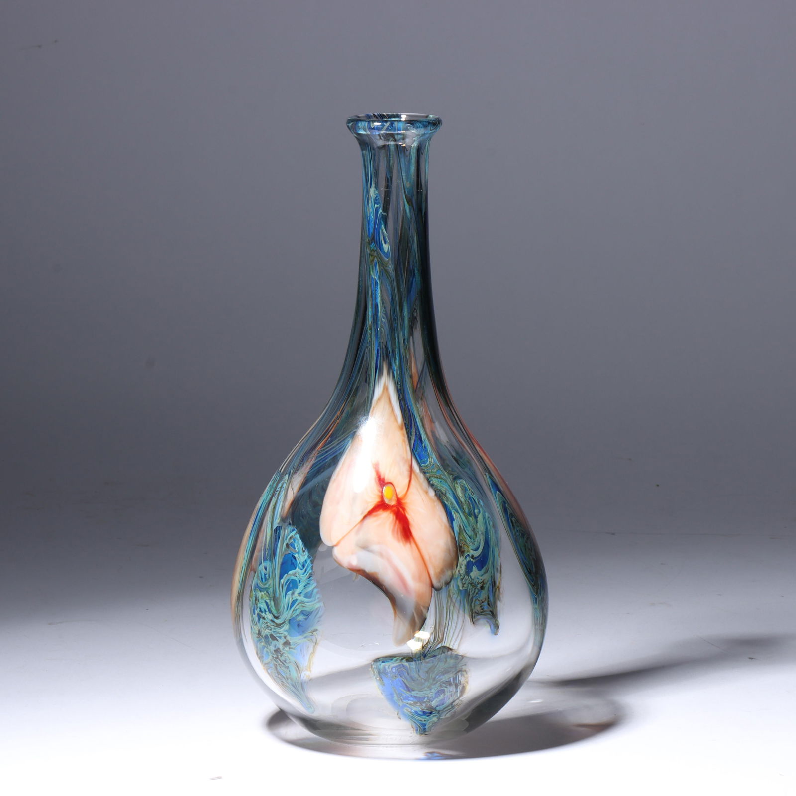 Charles Lotton, Illinois (1935 - 2021), Multi Flora bottle vase, 1975, art glass, 11 1/2"H X 5 (1 of 7)