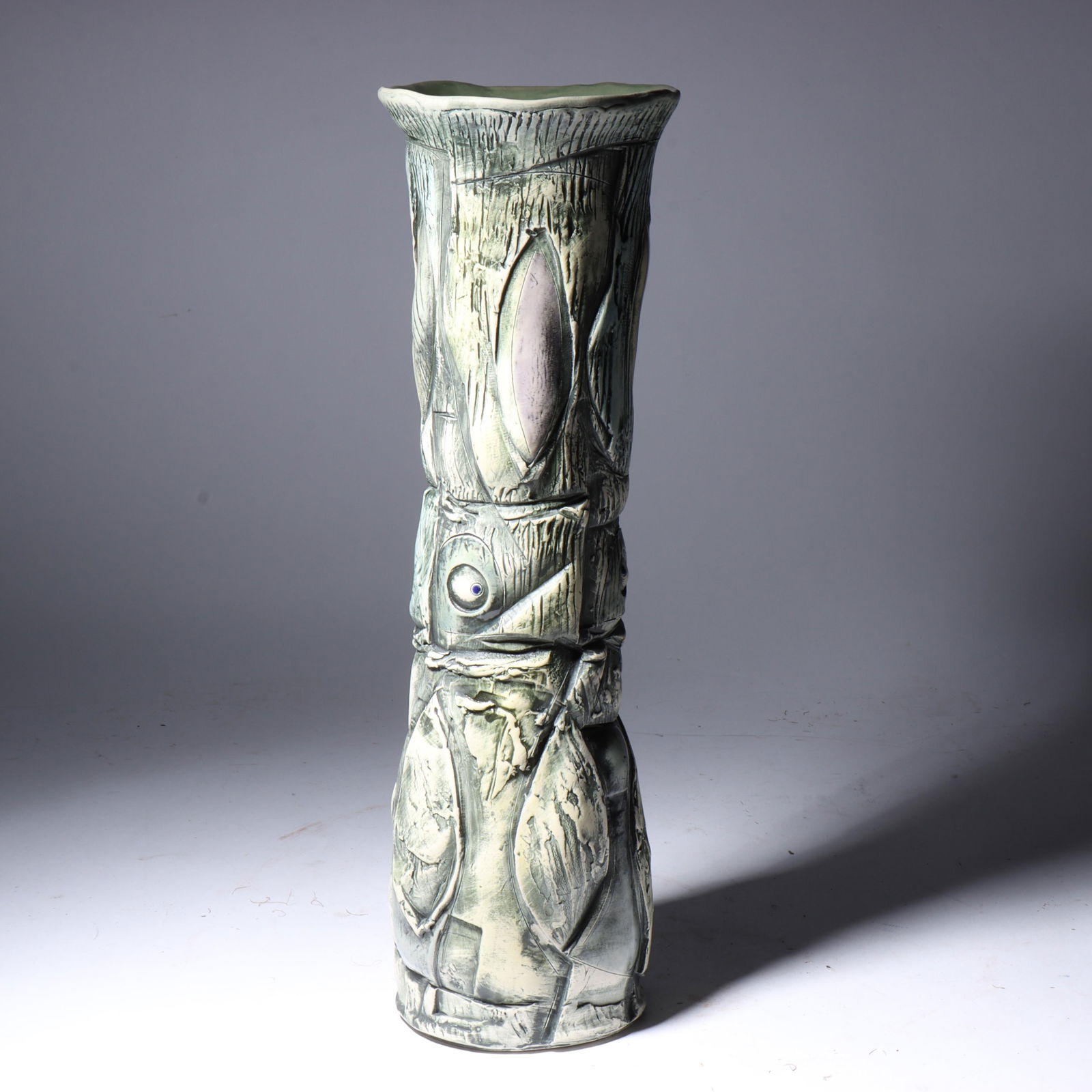 Barry Unitas Barnes, American (20th/21st century), art pottery vase, stoneware, 17"H x 5 1/4"W (1 of 7)