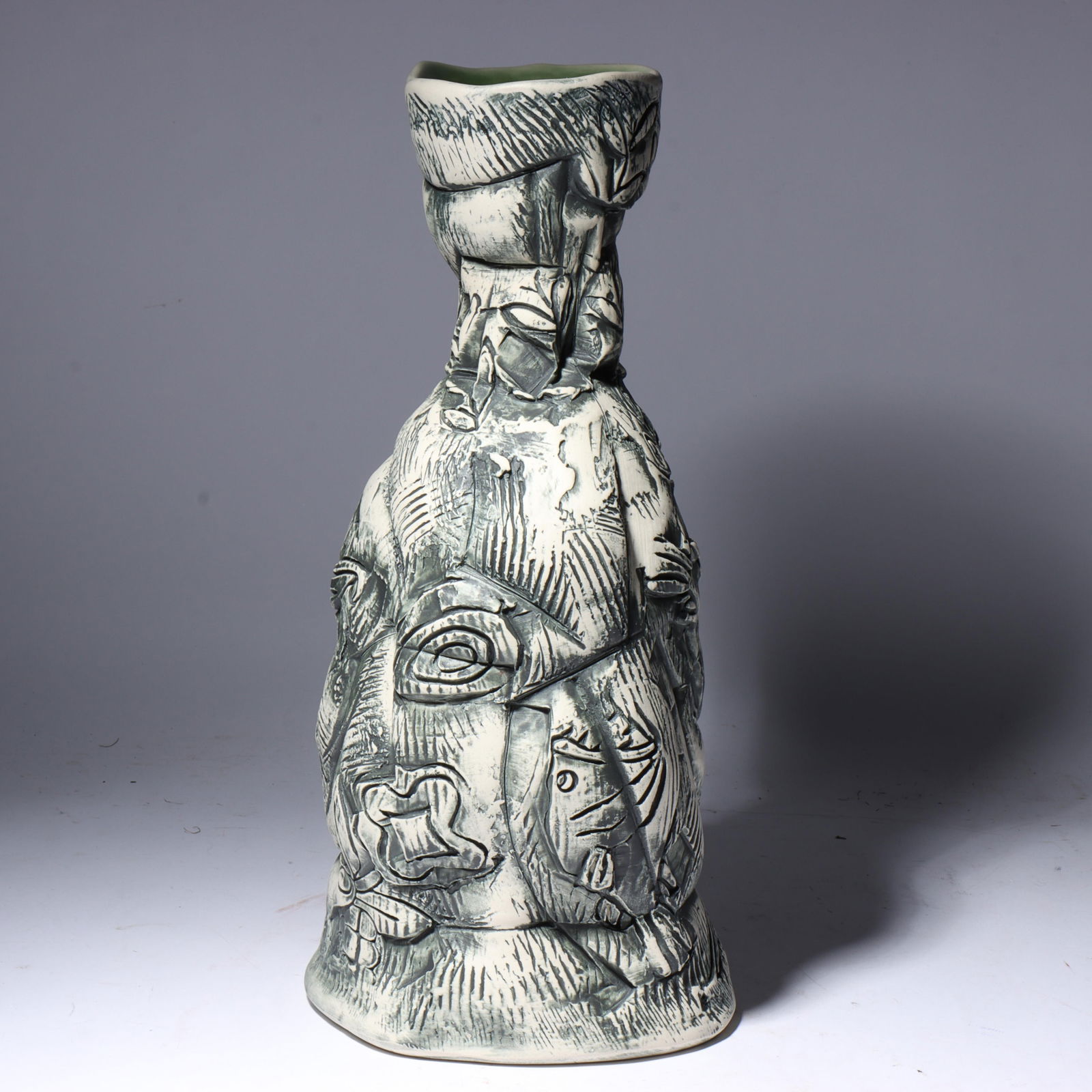 Barry Unitas Barnes, American (20th/21st century), clay monotype vessel #4, 2014, porcelain, black (1 of 10)