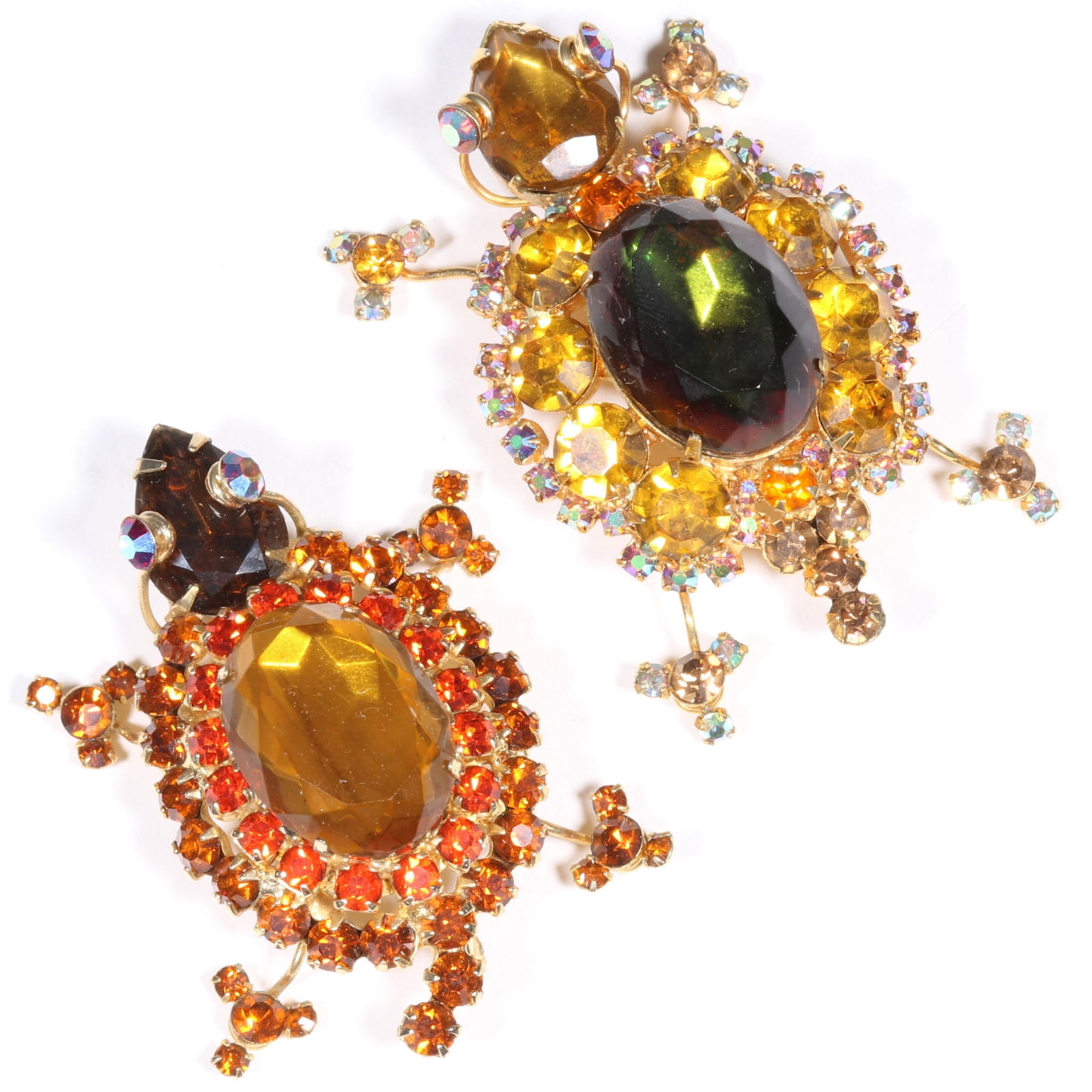 DeLizza & Elster Juliana pair of rhinestone crystal turtles. 2 5/8"W x 1 5/8"W (yellow turtle) (1 of 7)