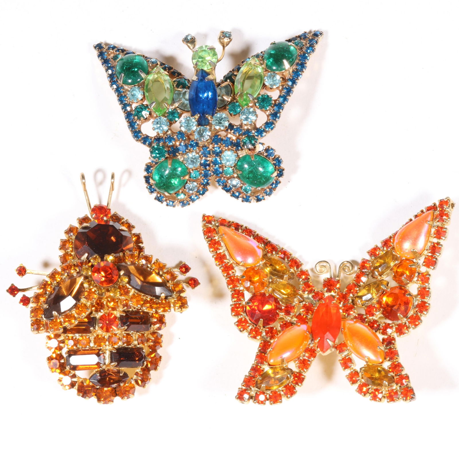 Vintage DeLizza & Elster Juliana sparkling crystal insect bug brooch group with rare bumble bee, and (1 of 10)