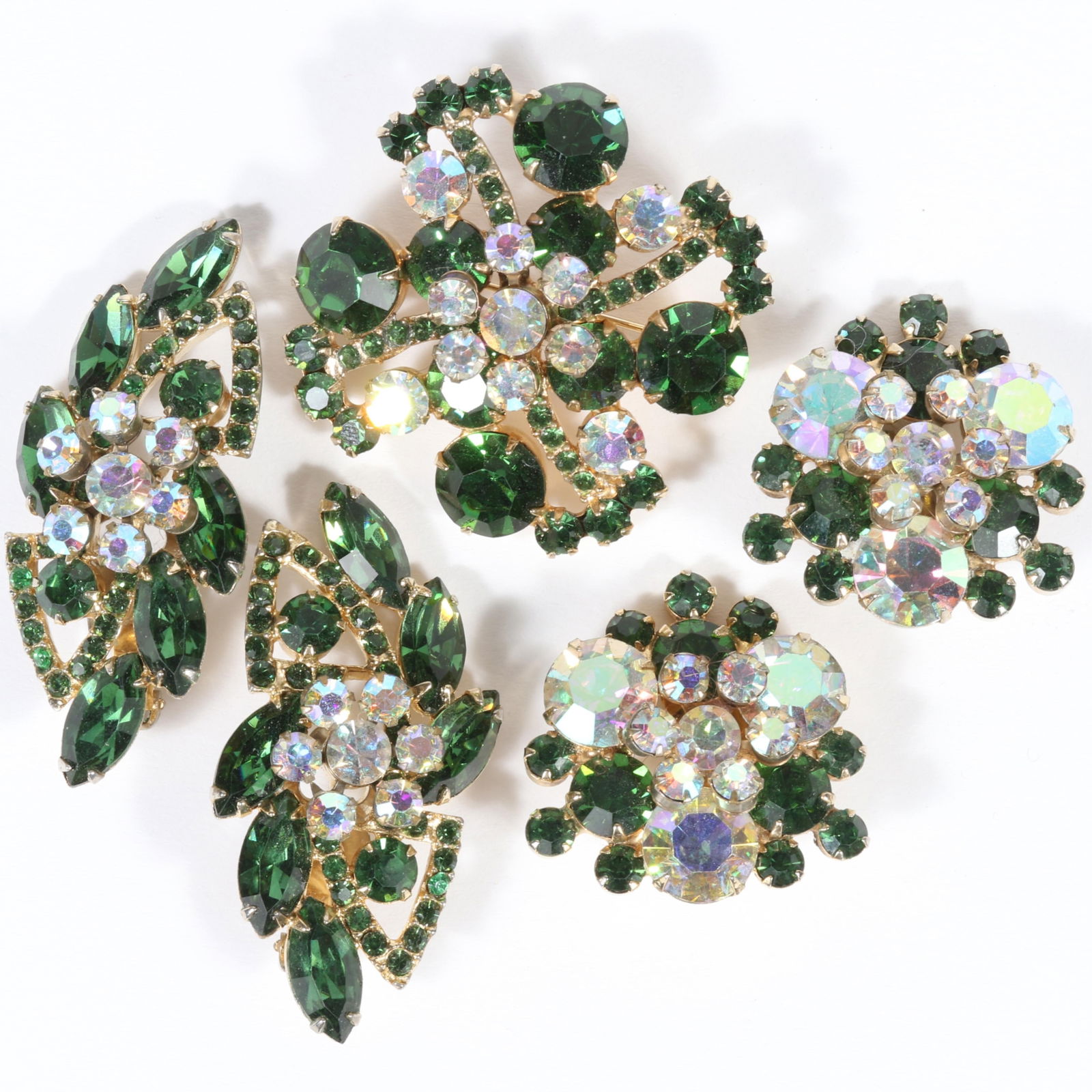 DeLizza & Elster Juliana 3pc group including emerald green rhinestone crystal dimensional brooch (1 of 8)