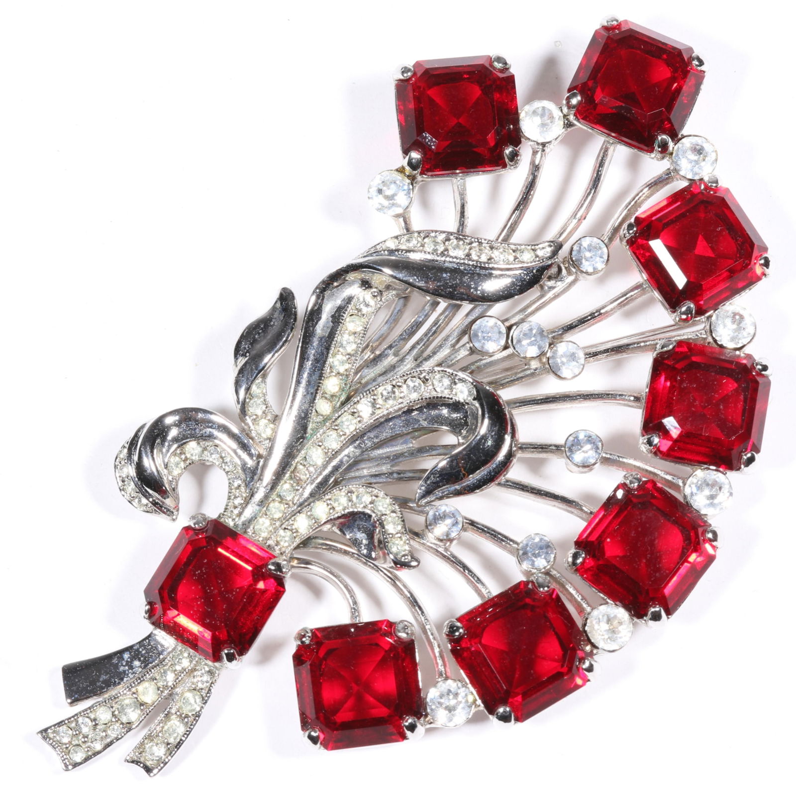 HUGE Eisenberg Ice Classic Series 2000 pin brooch with unfoiled ruby red crystals and diamante rhine (1 of 7)