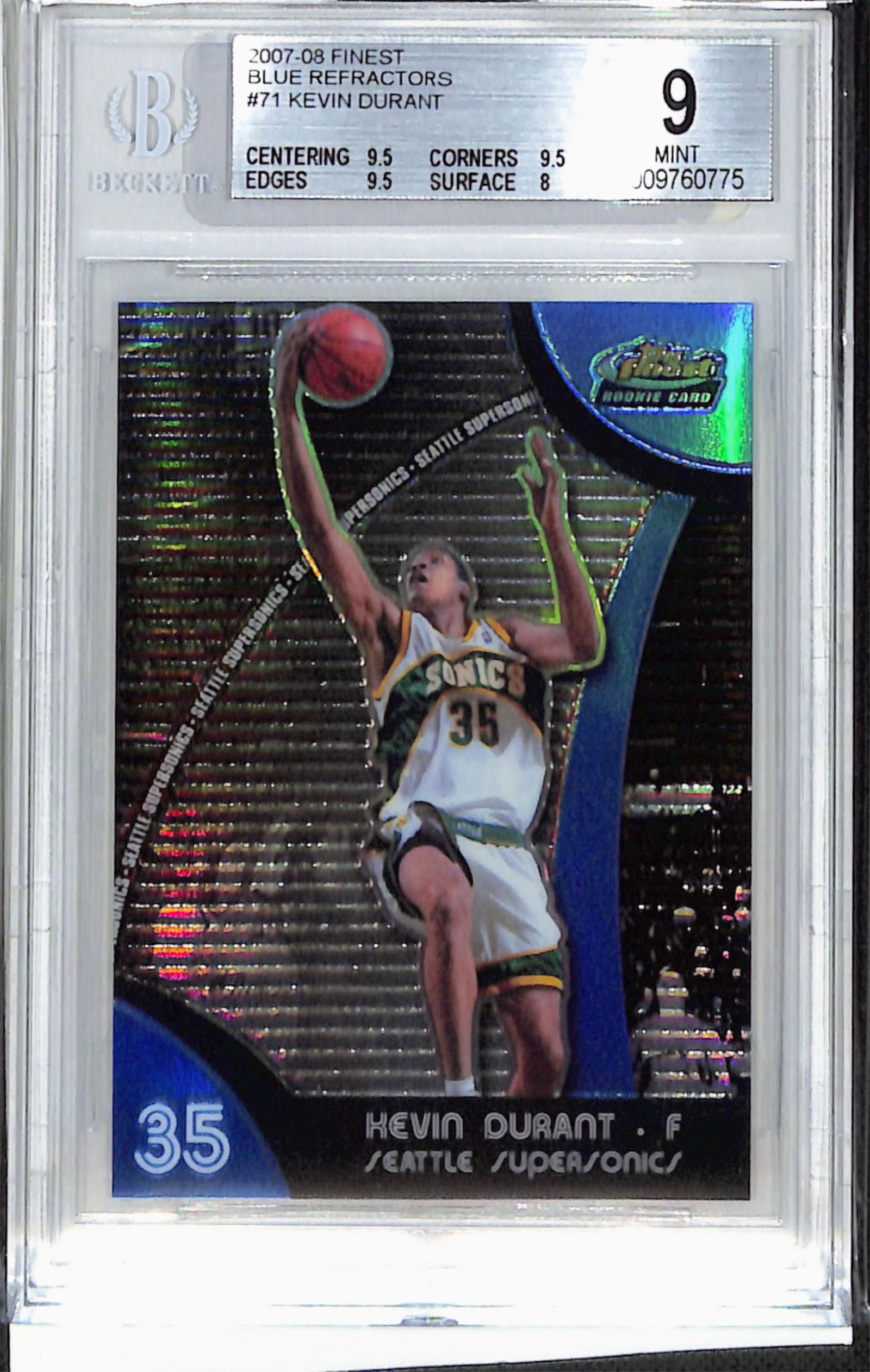 2007 Finest Blue Refractor Kevin Durant Rookie #71 BGS 9 Mint 47/199 (1 of 2)