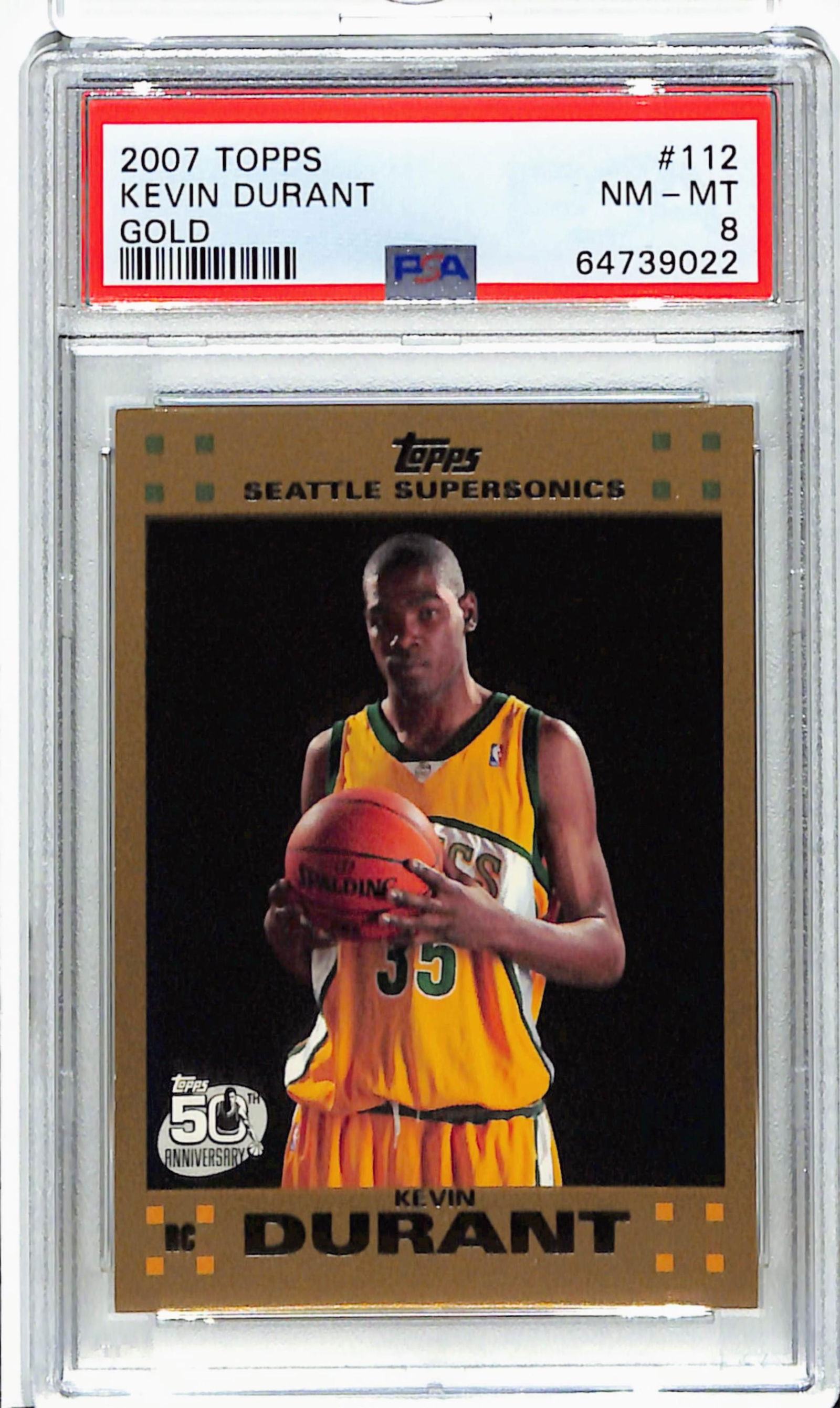 2007 Topps Gold Kevin Durant Rookie #112 PSA 8 NM-MT (1 of 2)