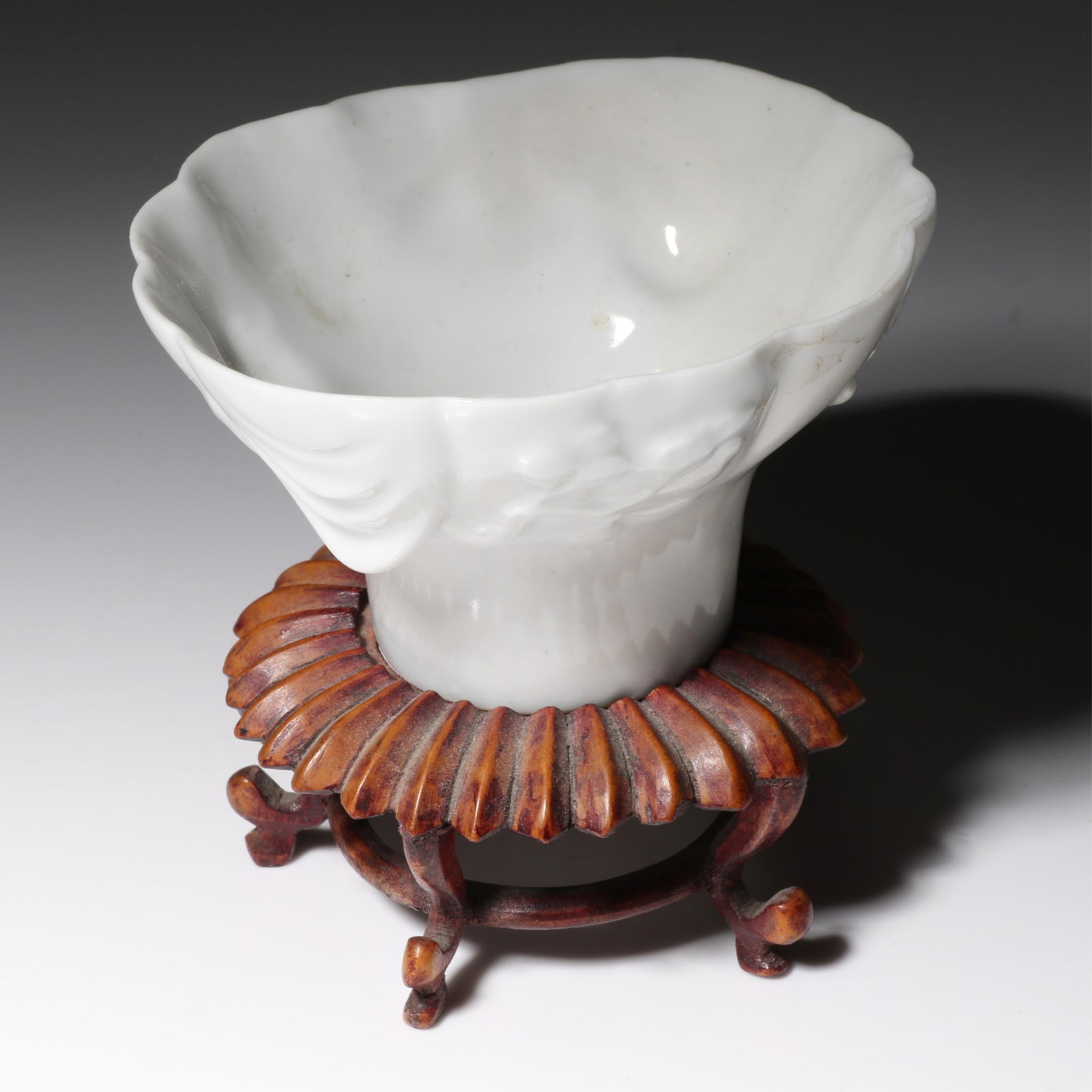 Chinese Qing Dynasty blanc de Chine porcelain libation cup on stand, 19th Century. 4"H x 4 1/2"W (on (1 of 5)