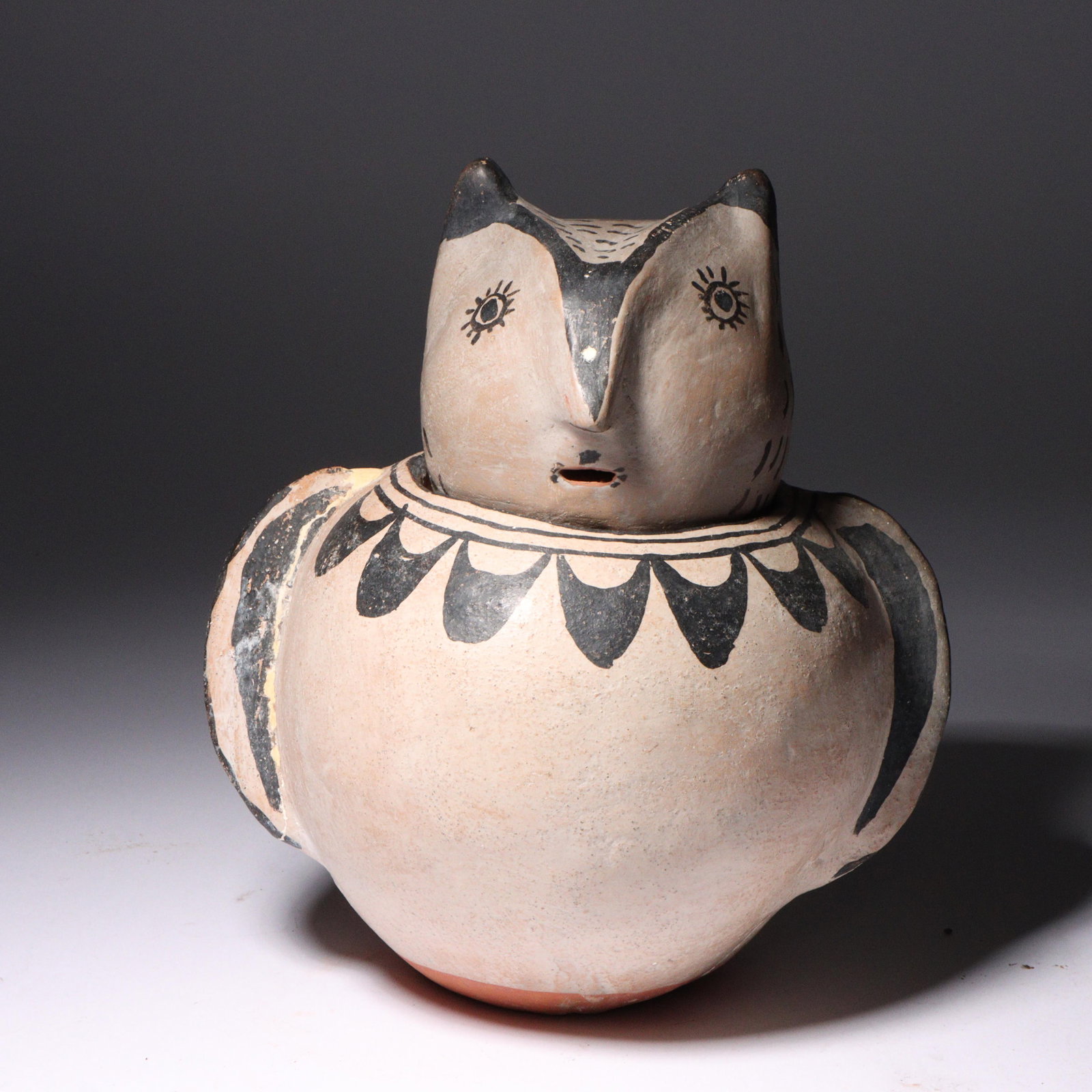 Native American Cochiti? Pueblo polychrome pottery owl figure / effigy jar with removable head 8"H x (1 of 4)