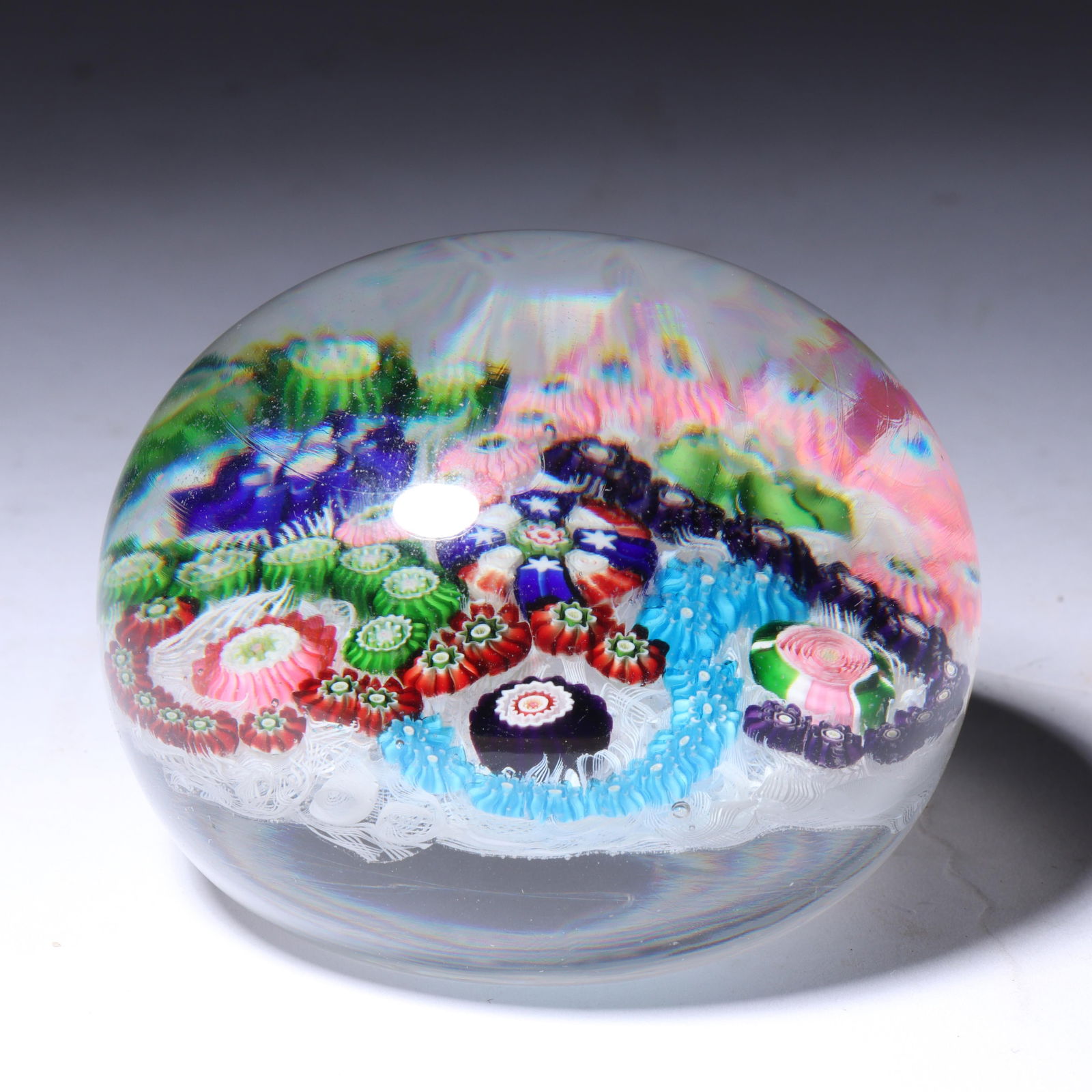 Ca. 1860-1880 Clichy garland millefiori art glass paperweight. 2 1/2"H x 2 3/4"Diam. (1 of 7)