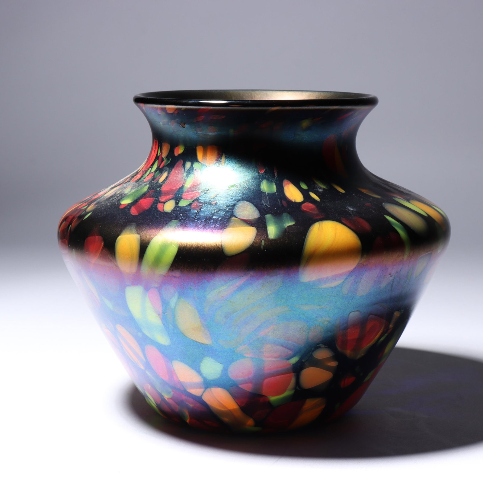 Fenton art glass vase, 1925 mosaic squat vase 6" x 7" (1 of 3)