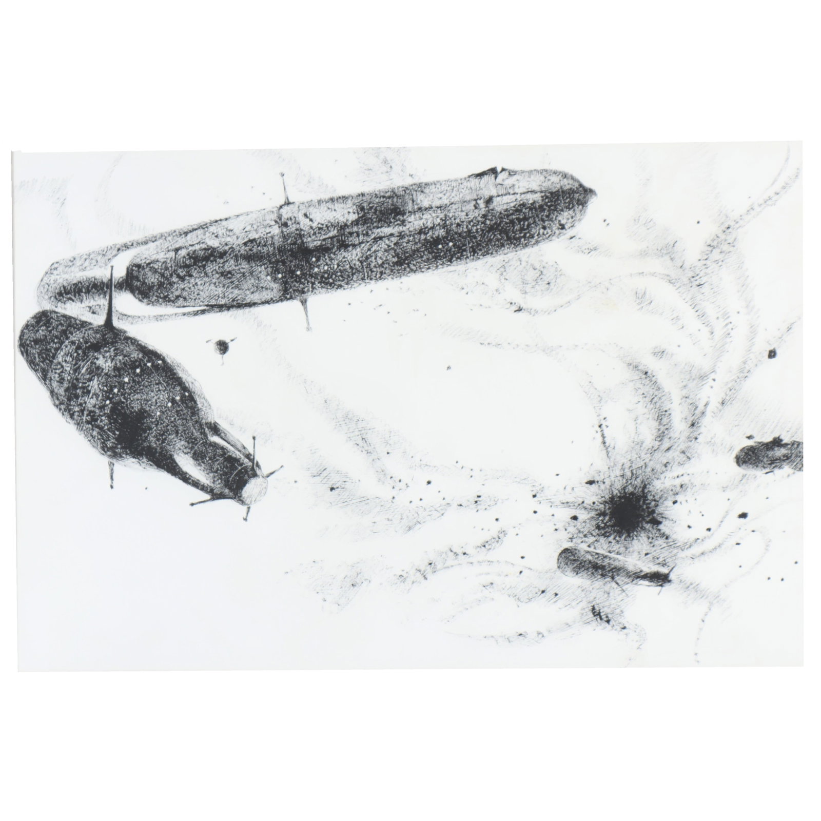 John Schoenherr, American (1935 - 2010), He Fell into a Dark Hole illustration, dry brush ink over (1 of 8)