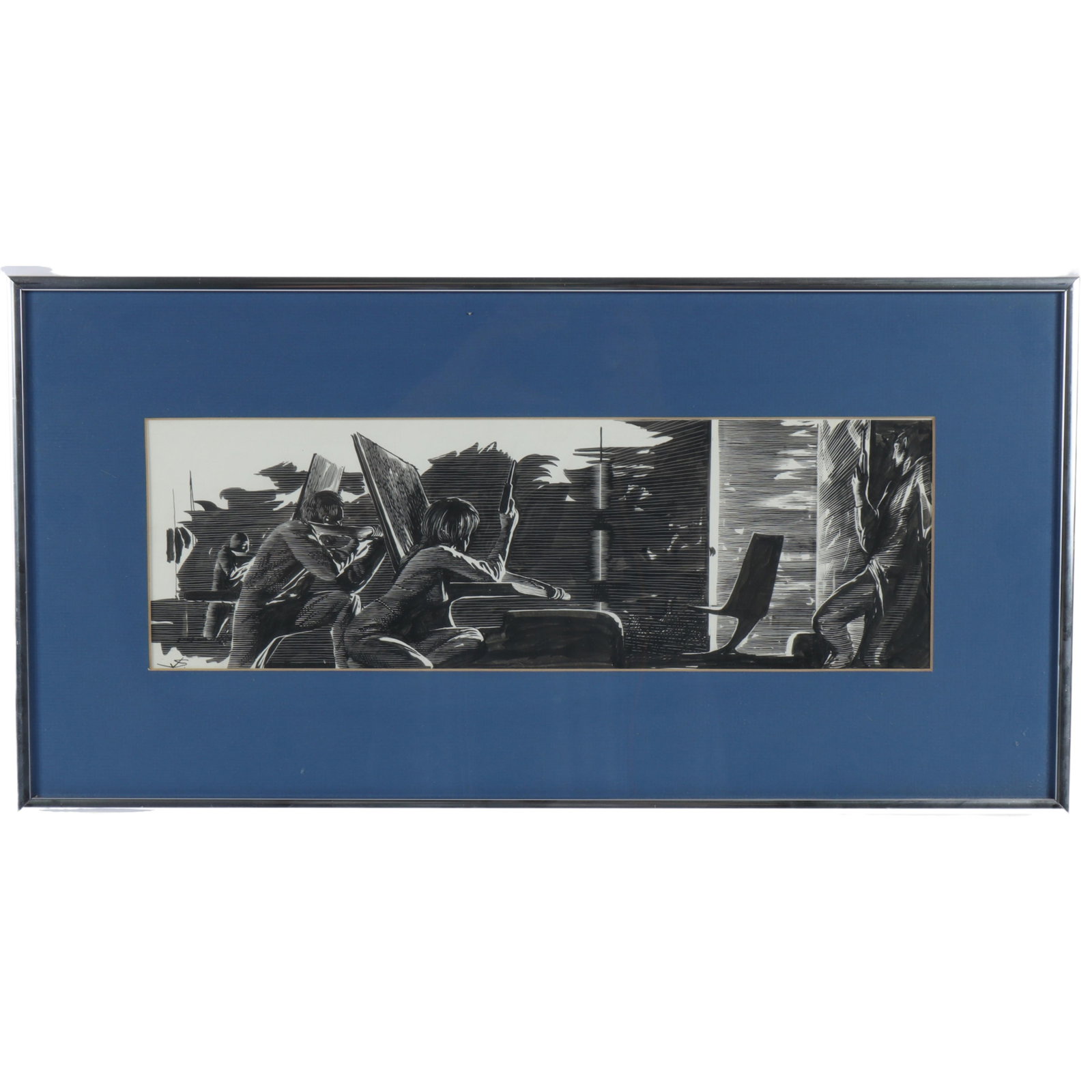 John Schoenherr, American (1935 - 2010), Spaceman original illustration art, scratchboard, 6" x 8" (1 of 9)