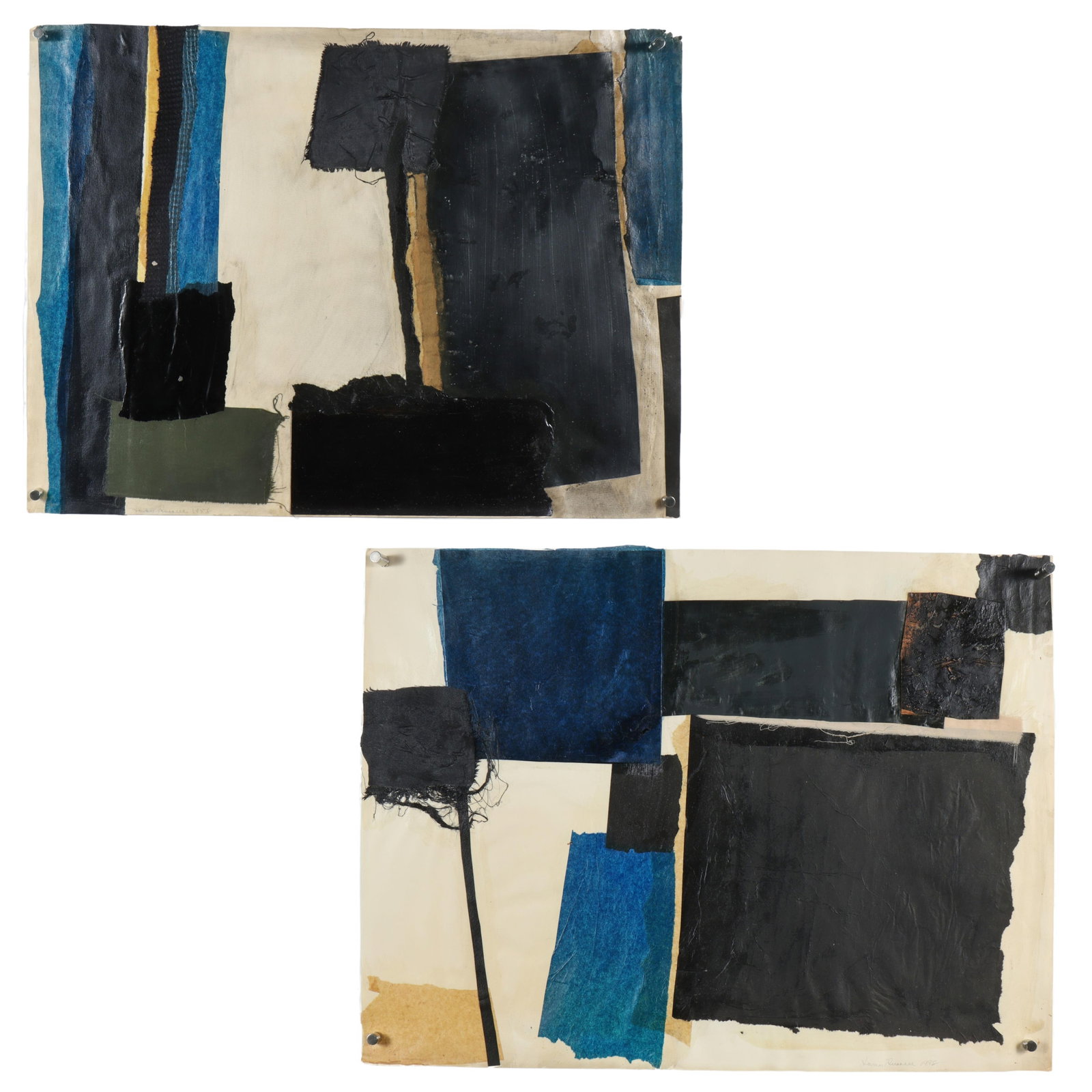 James Spencer Russell, Indiana, New York (1915-2000), abstract, 1958, mixed media on paper, 18" x (1 of 12)