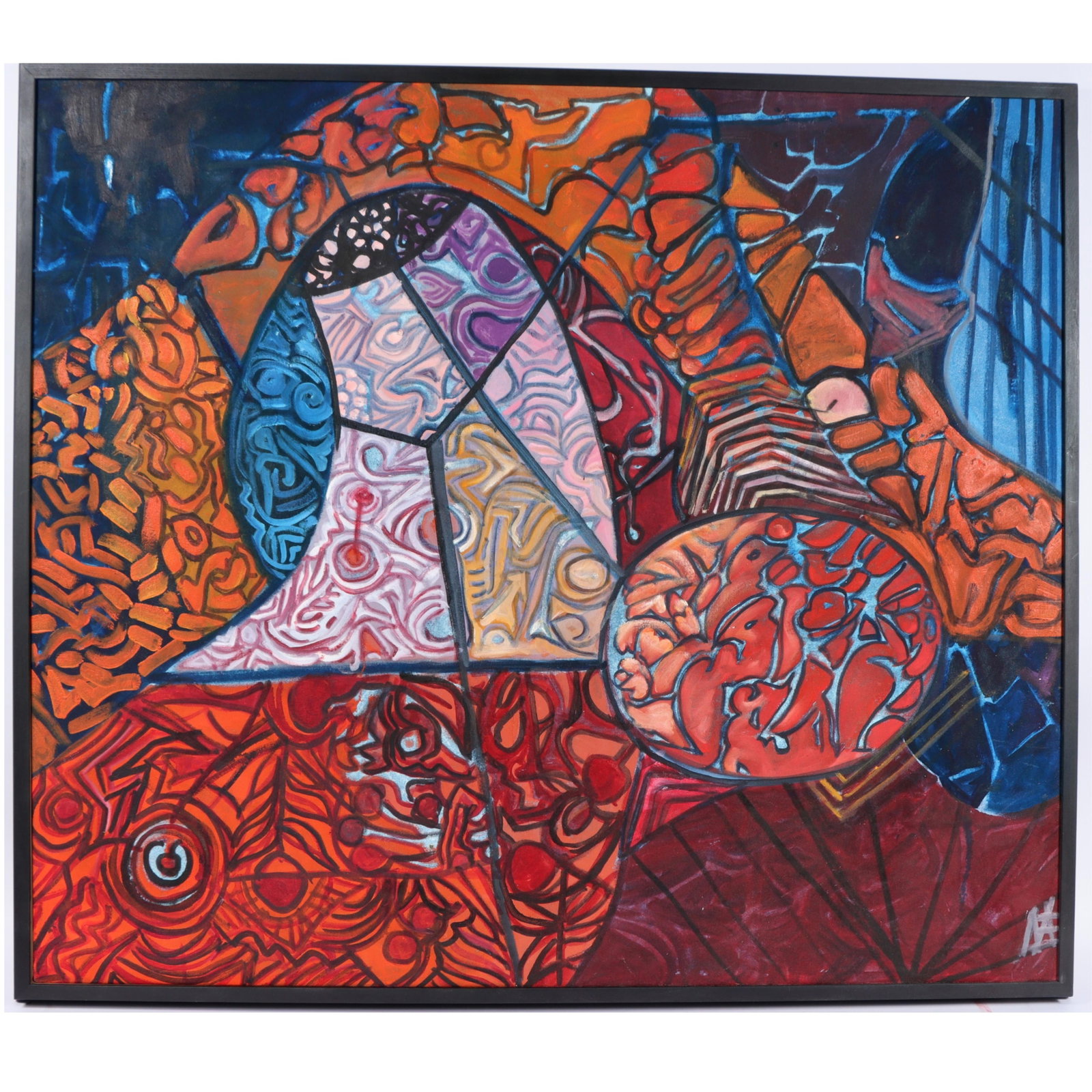 Mae Alice Engron, Indiana (1933-2007), abstract, oil on canvas, 39 1/2"H x 45 1/2"W (sight), 41 (1 of 7)