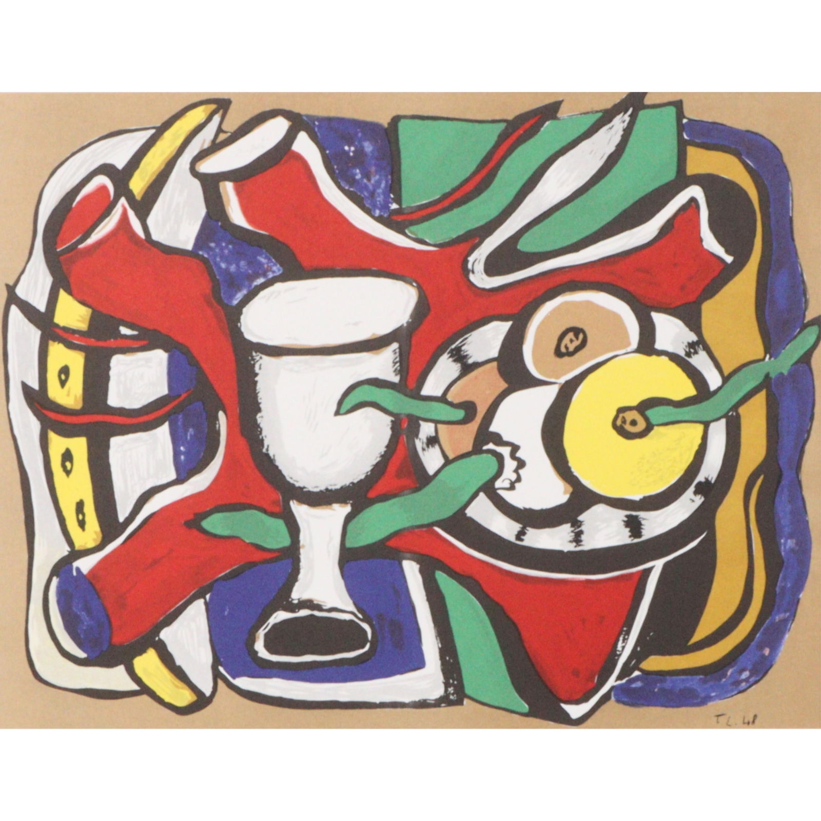 Fernand Leger, France (1881-1955), Still Nature with Apples (Nature morte aux pommes), 1948, color: Fernand Léger France (1881-1955) Still Nature with Apples (Nature morte aux pommes), 1948 color lithograph Initialed and dated in stone lower right. 1987 edition printed by Galerie Maeght, Paris. Pub