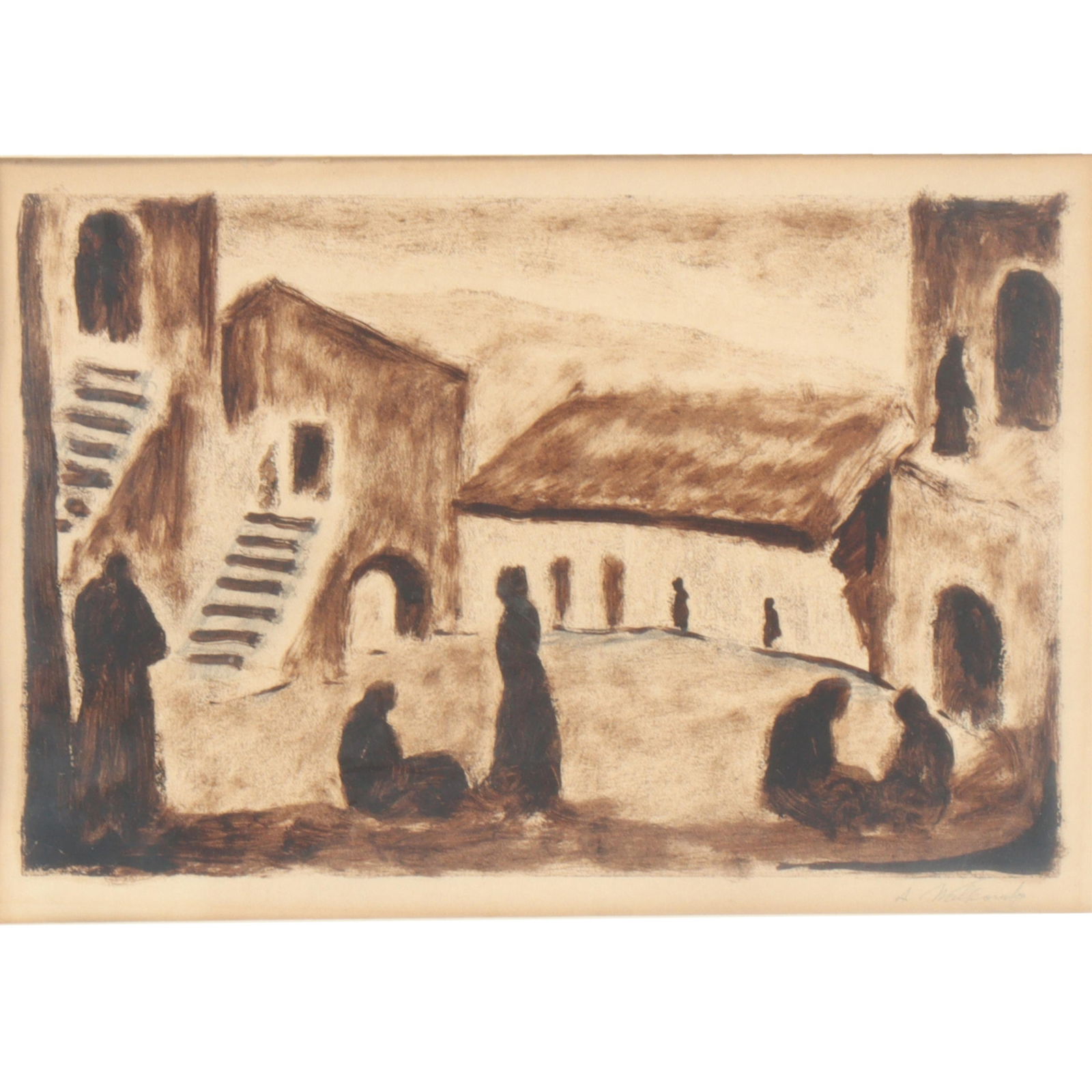 Abraham Walkowitz, New York / Russian Federation (1878-1965), Tiberias, mezzotint, 6 1/2"H x 9: Abraham Walkowitz New York / Russian Federation (1878-1965) Tiberias mezzotint Pencil signed lower right. Gallery label verso. Biography from the Archives of askART: An early modernist painter known f