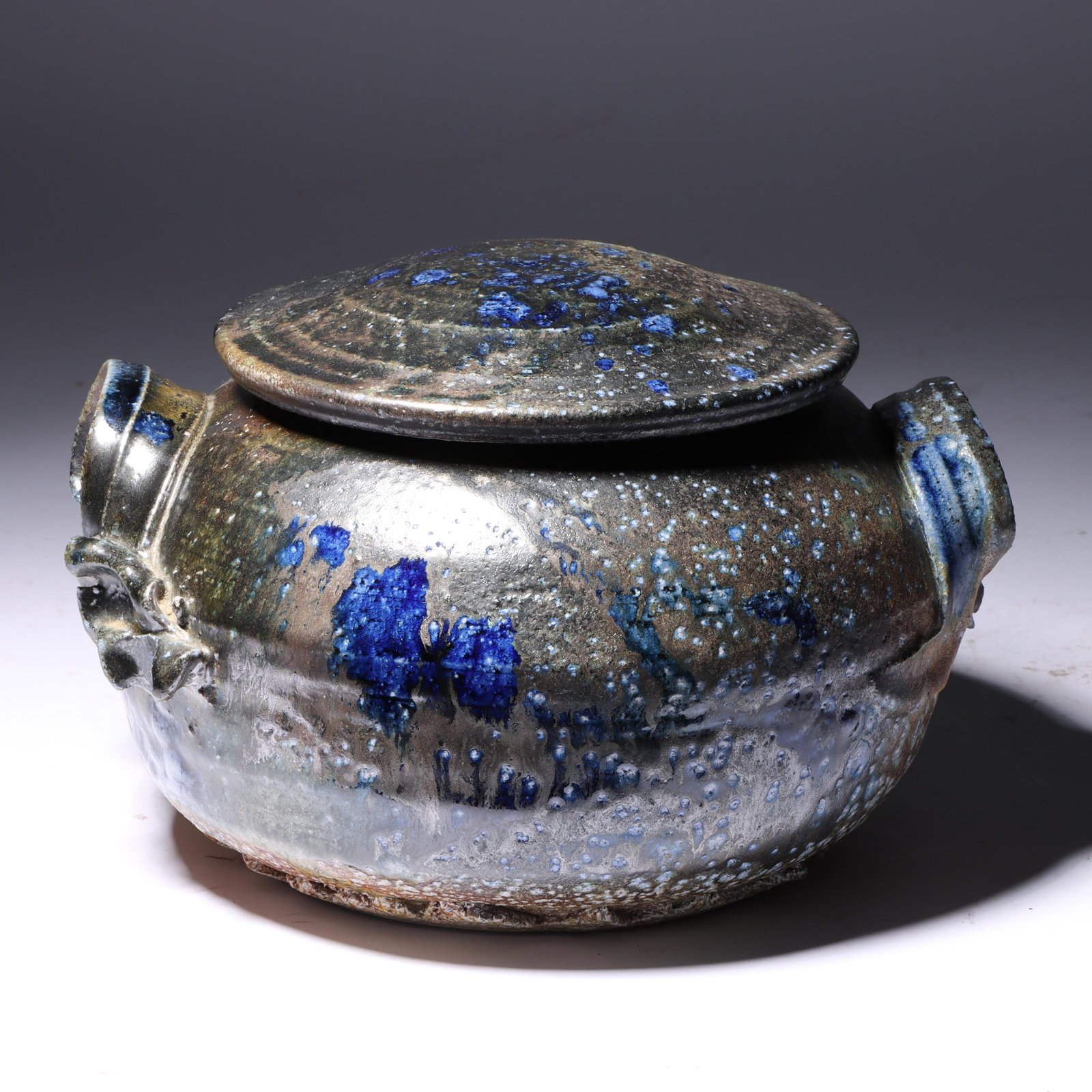 Don (Donald) Reitz, American (1929 - 2014), studio pottery lidded jar, glazed stoneware, 5"H x (1 of 9)