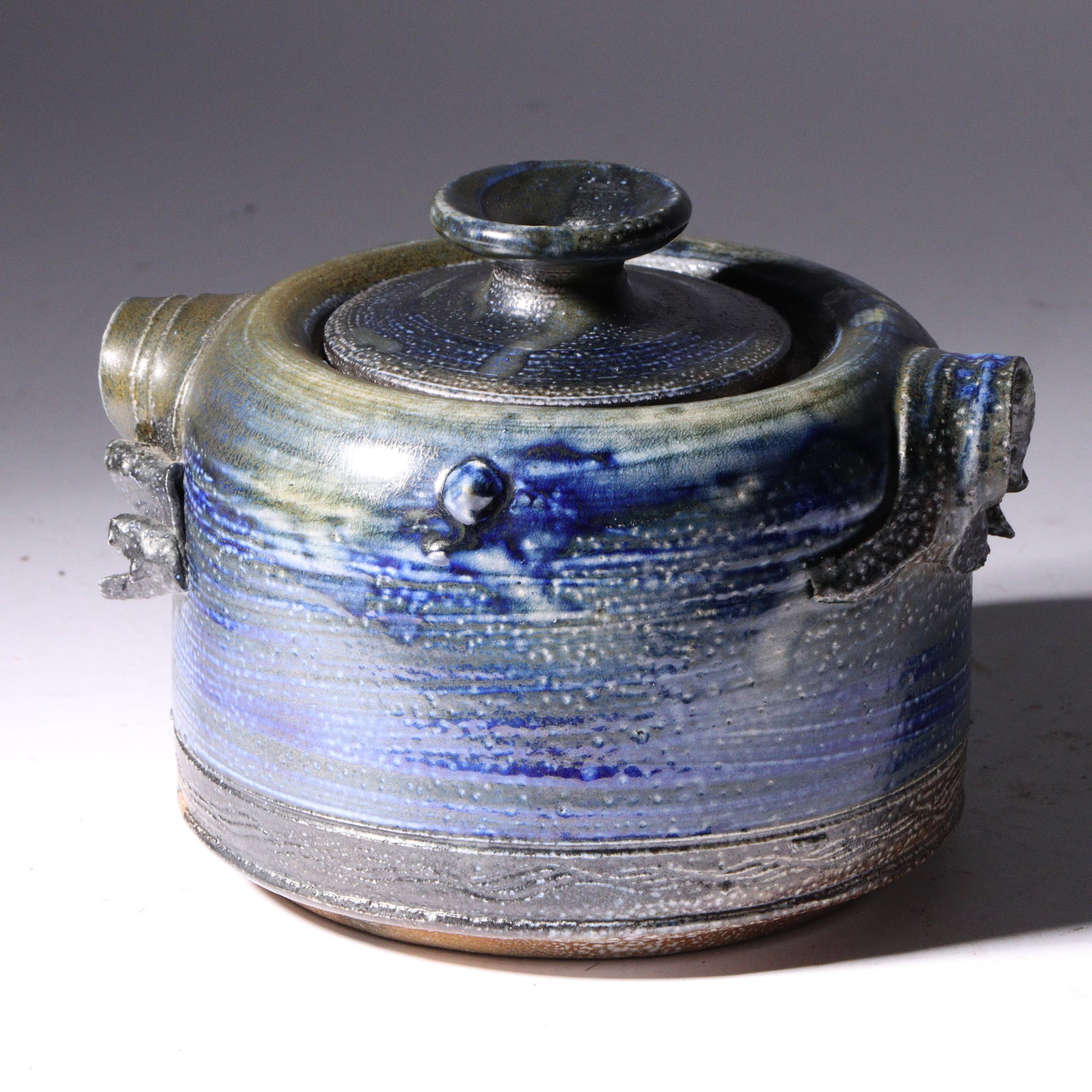 Don (Donald) Reitz, American (1929 - 2014), studio pottery double handled jar with lid, glazed (1 of 9)